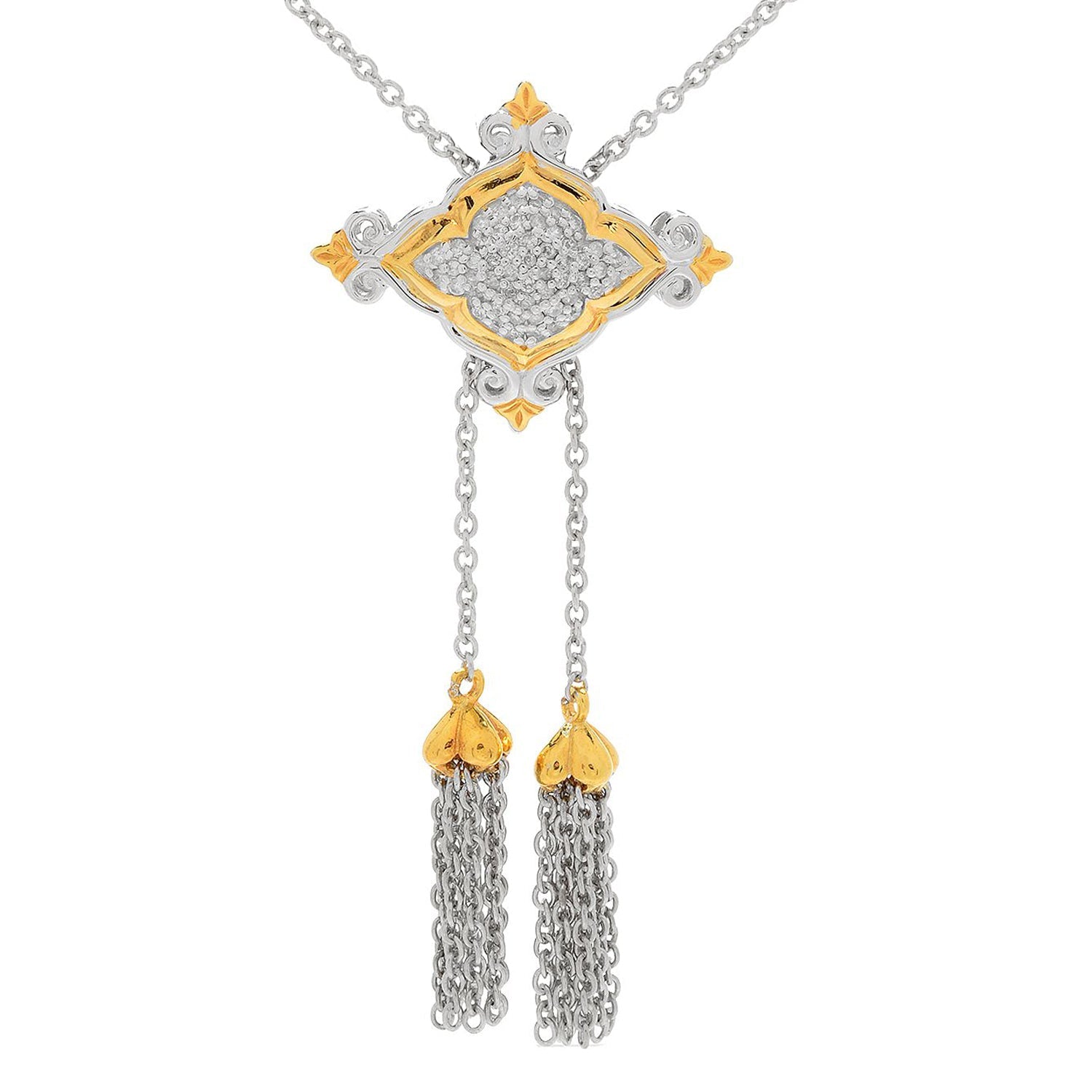 Gems en Vogue 0.31ctw Diamond Cluster Adjustable Bolo Necklace