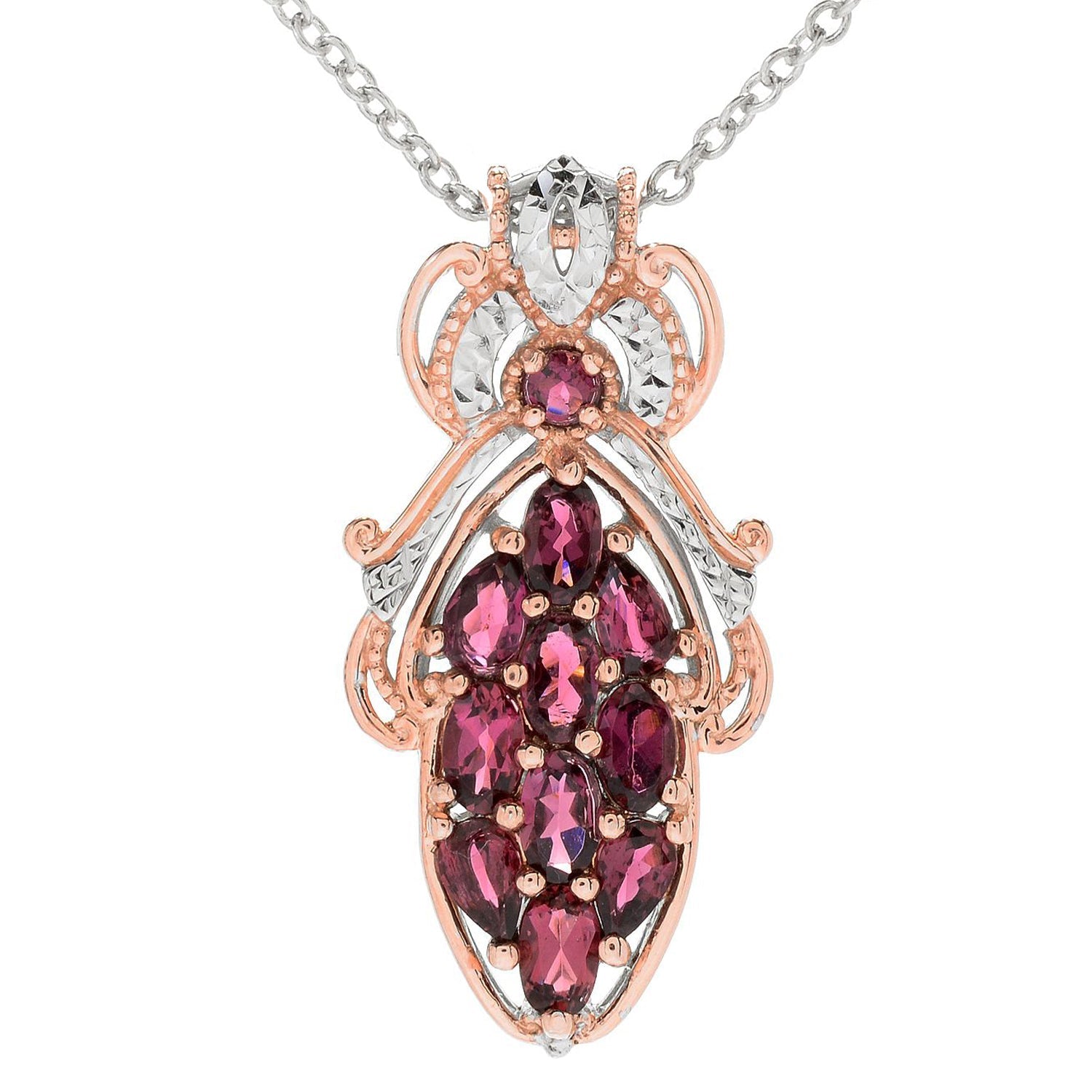 Gems en Vogue 2.46ctw Pink Tourmaline Diamond Cut Pendant