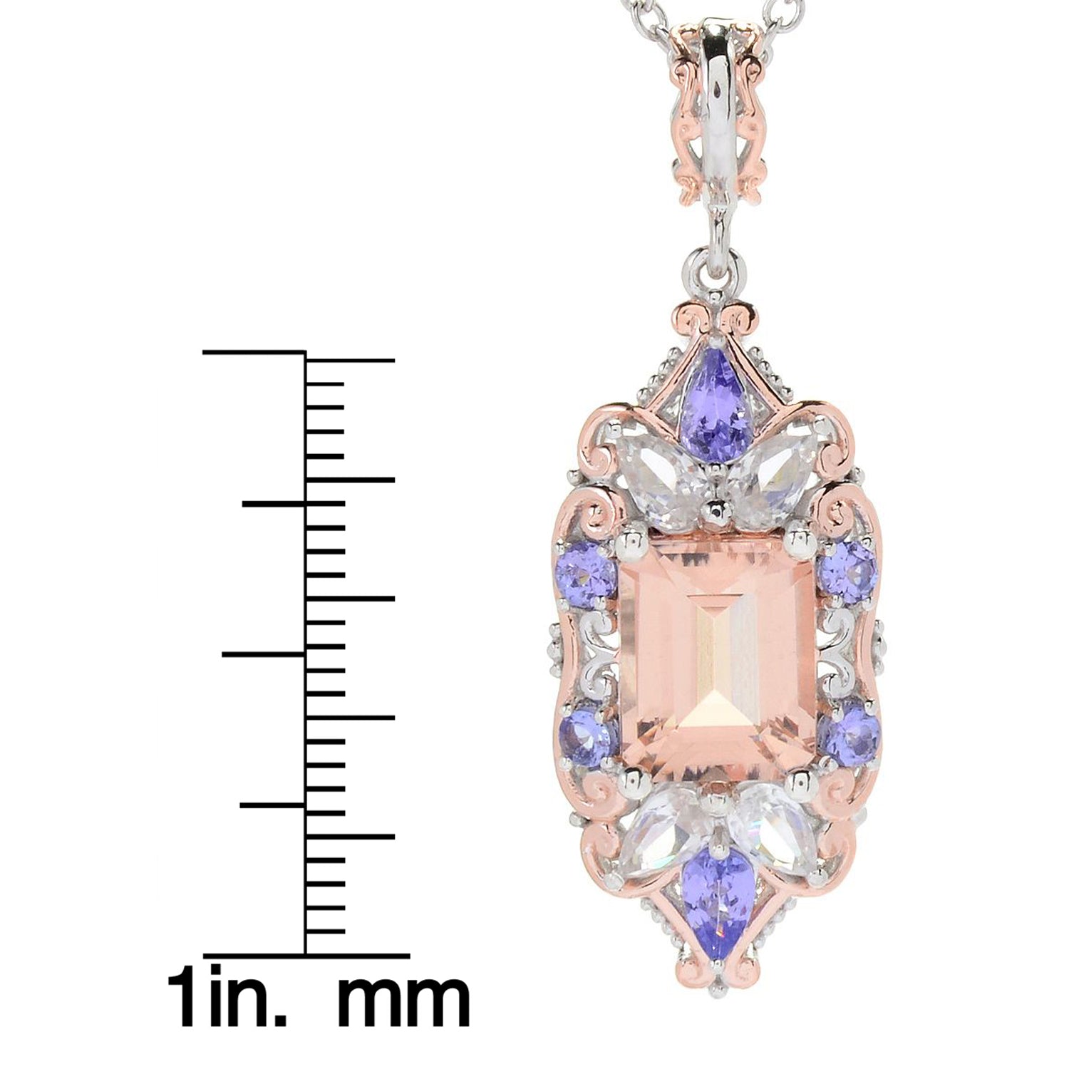 Gems en Vogue 4.68ctw Peach Morganite & Gemstone Pendant