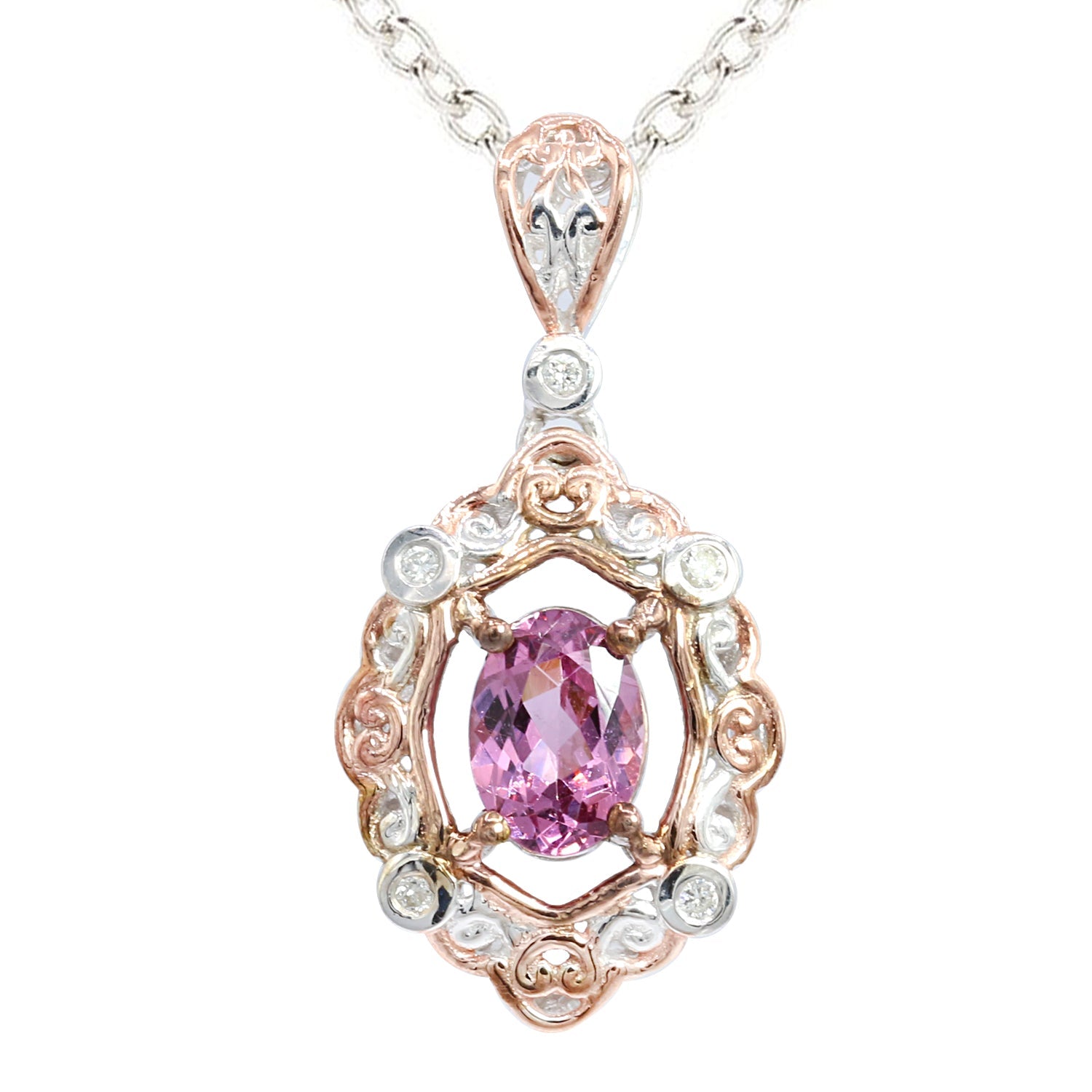 Gems en Vogue 0.89ctw Pink Spinel & Diamond Pendant