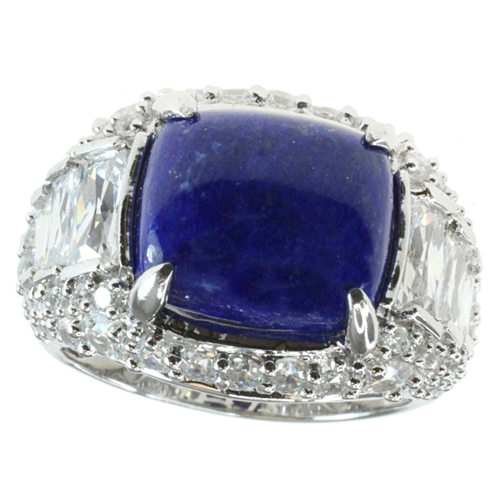 Signity Sterling Silver Lapis & Cubic Zirconia Ring - CANNOT BE RESIZED.