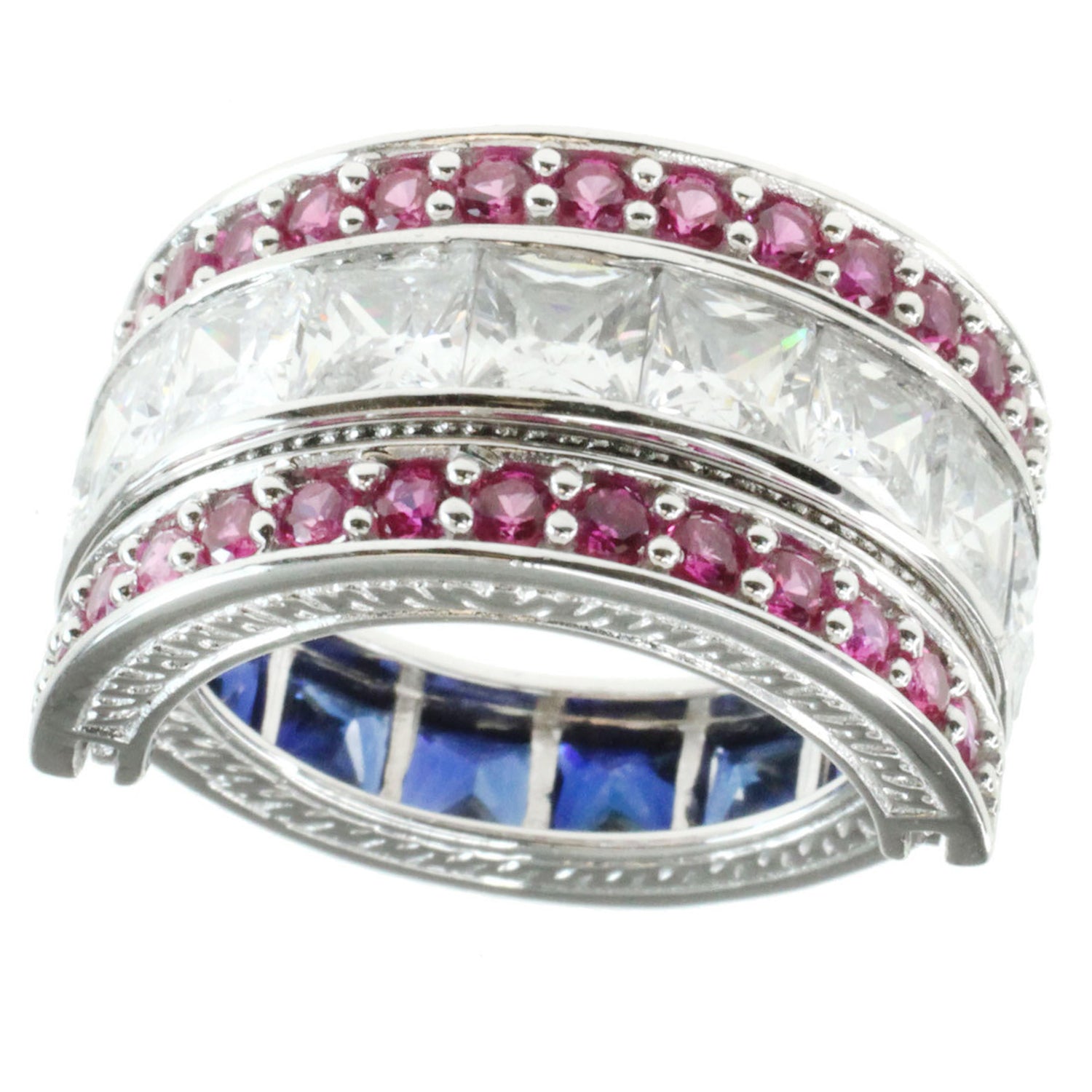 Signity Sterling Silver Cubic Zirconia Multi-stone Flip Ring - CANNOT BE RESIZED.