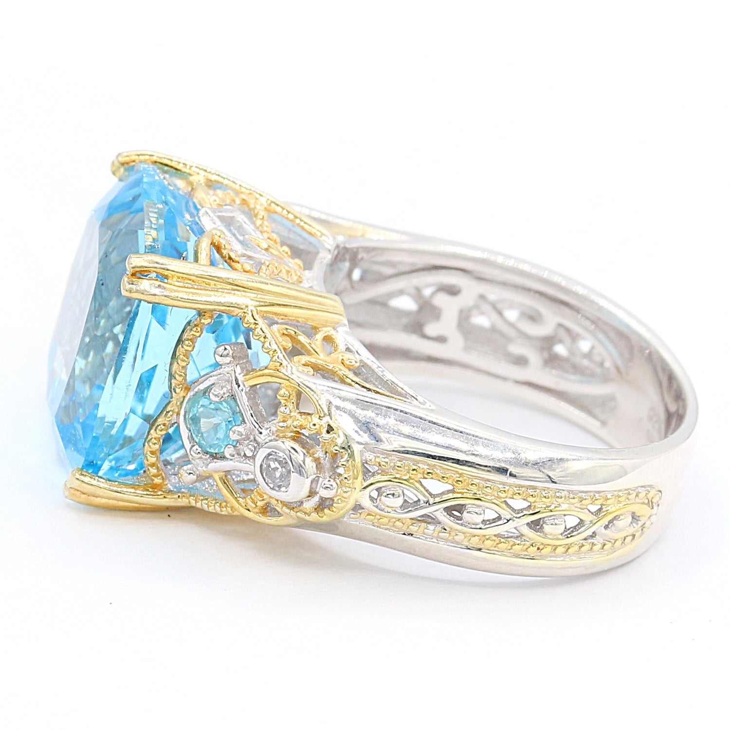 Gems en Vogue 10.65ctw Sky Blue Topaz, Apatite & White Topaz Ring
