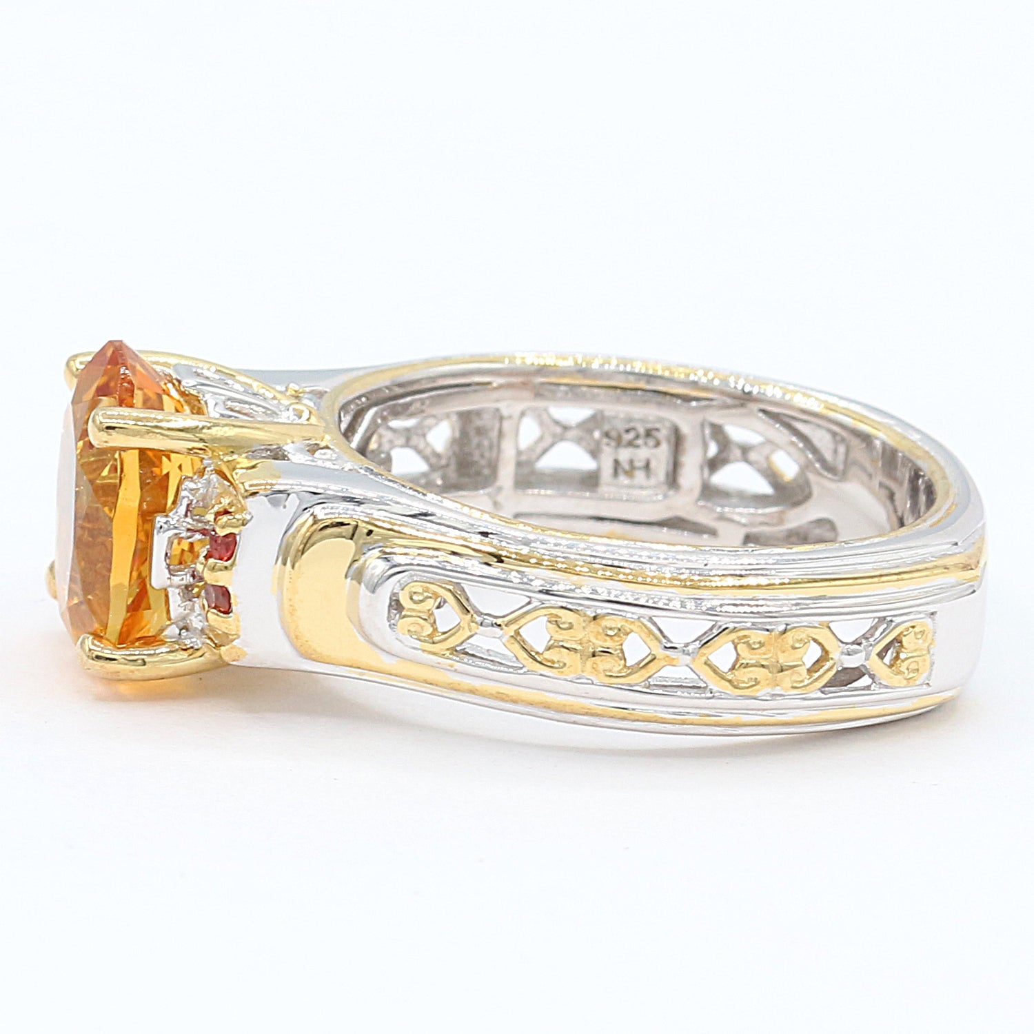 Gems en Vogue 2.51ctw Golden Citrine & Dark Orange Sapphire Ring