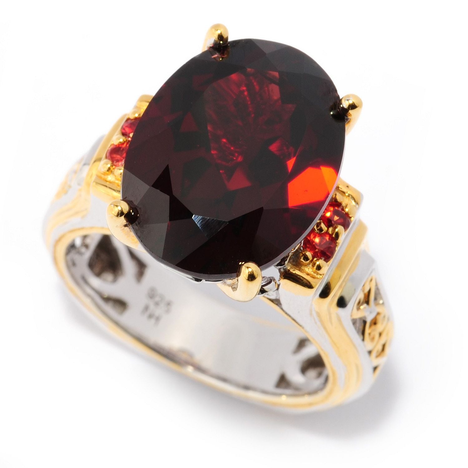 Gems en Vogue 11.16ctw Mozambique Garnet & Orange Sapphire Ring