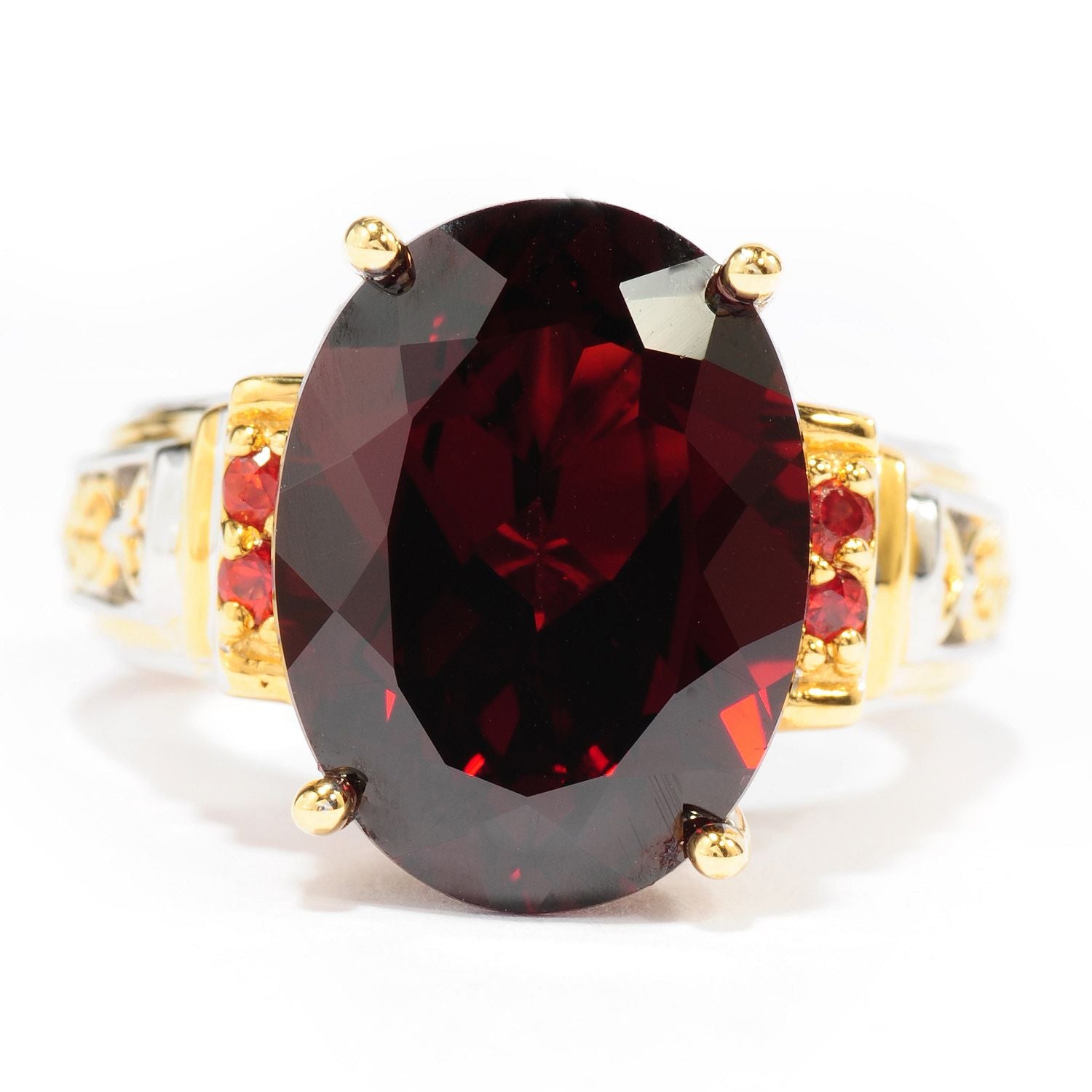Gems en Vogue 11.16ctw Mozambique Garnet & Orange Sapphire Ring