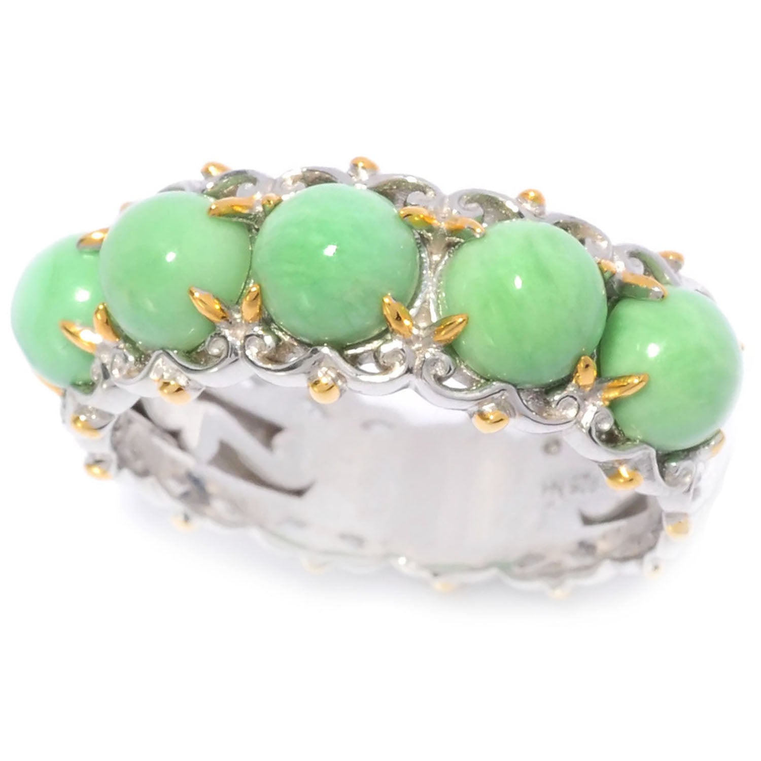 Gems en Vogue Green Utah Variscite Five-Stone Band Ring