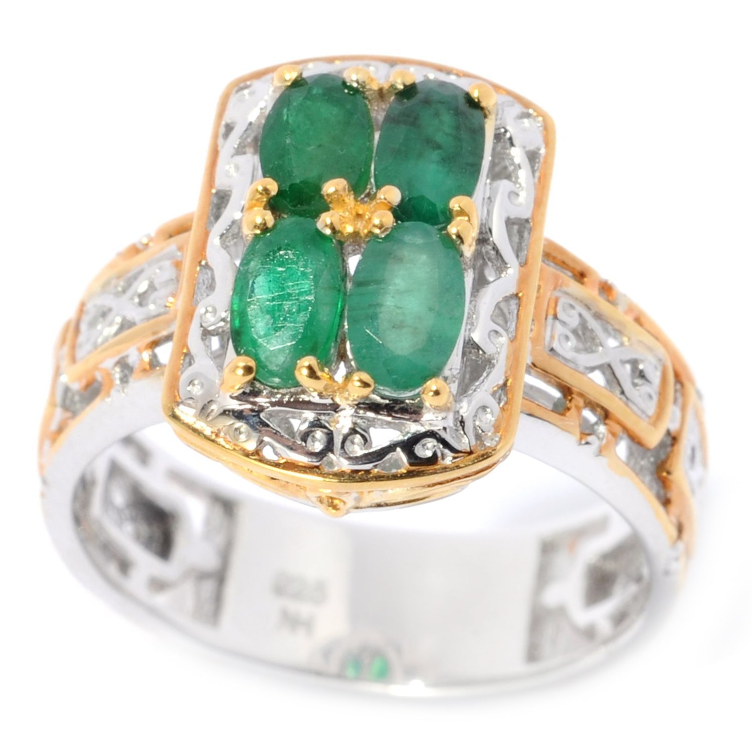 Gems en Vogue 0.68ctw Emerald Cluster Ring