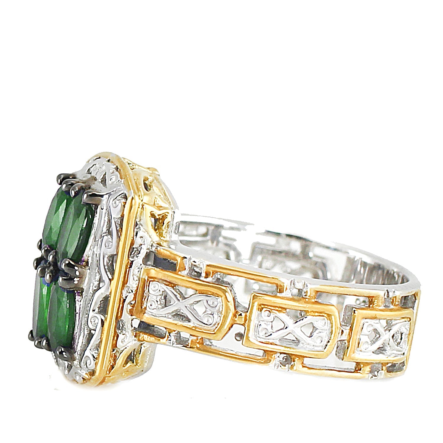 Gems en Vogue 0.68ctw Emerald Cluster Ring