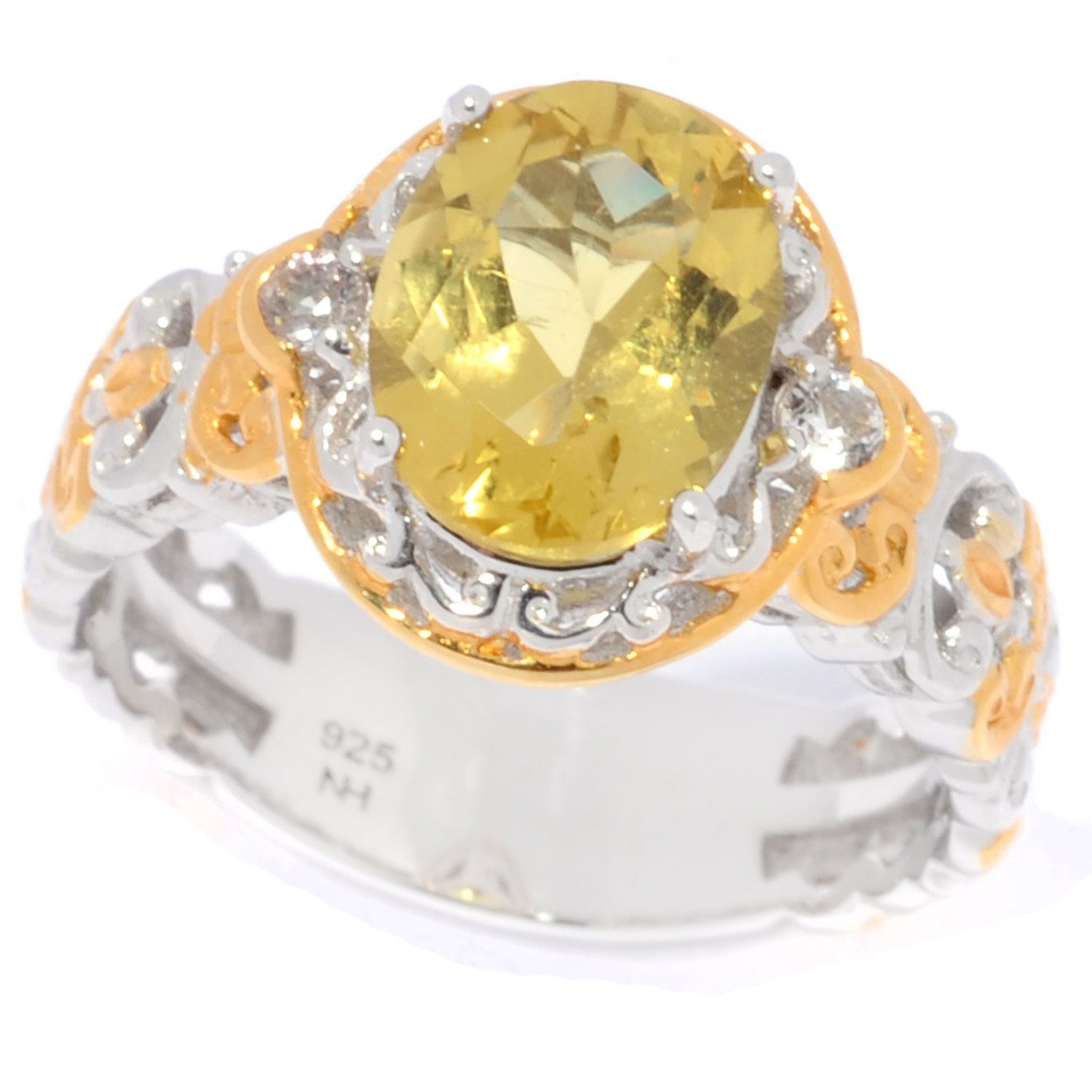 Gems en Vogue 1.85ctw Golden Beryl & White Topaz Ring