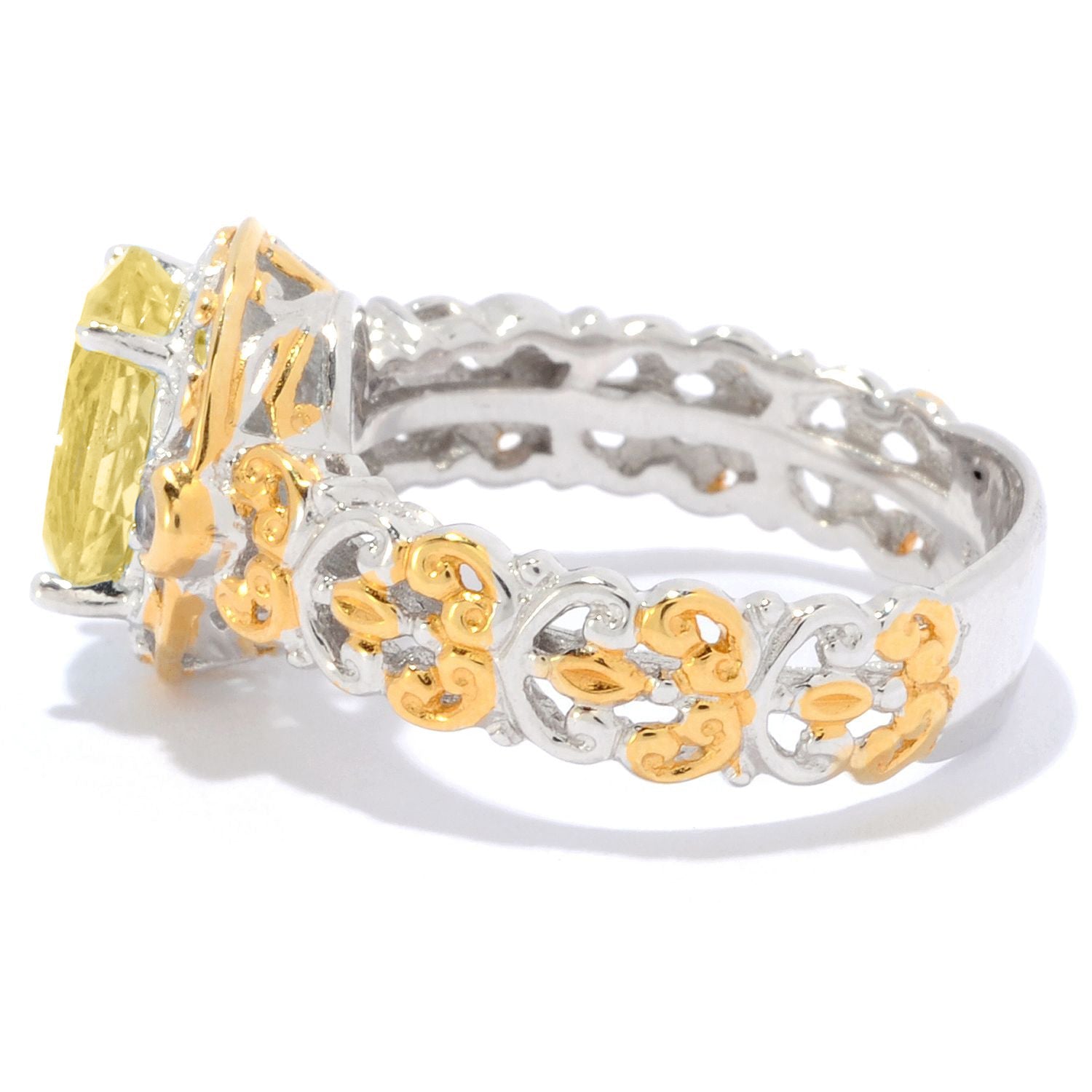 Gems en Vogue 1.85ctw Golden Beryl & White Topaz Ring