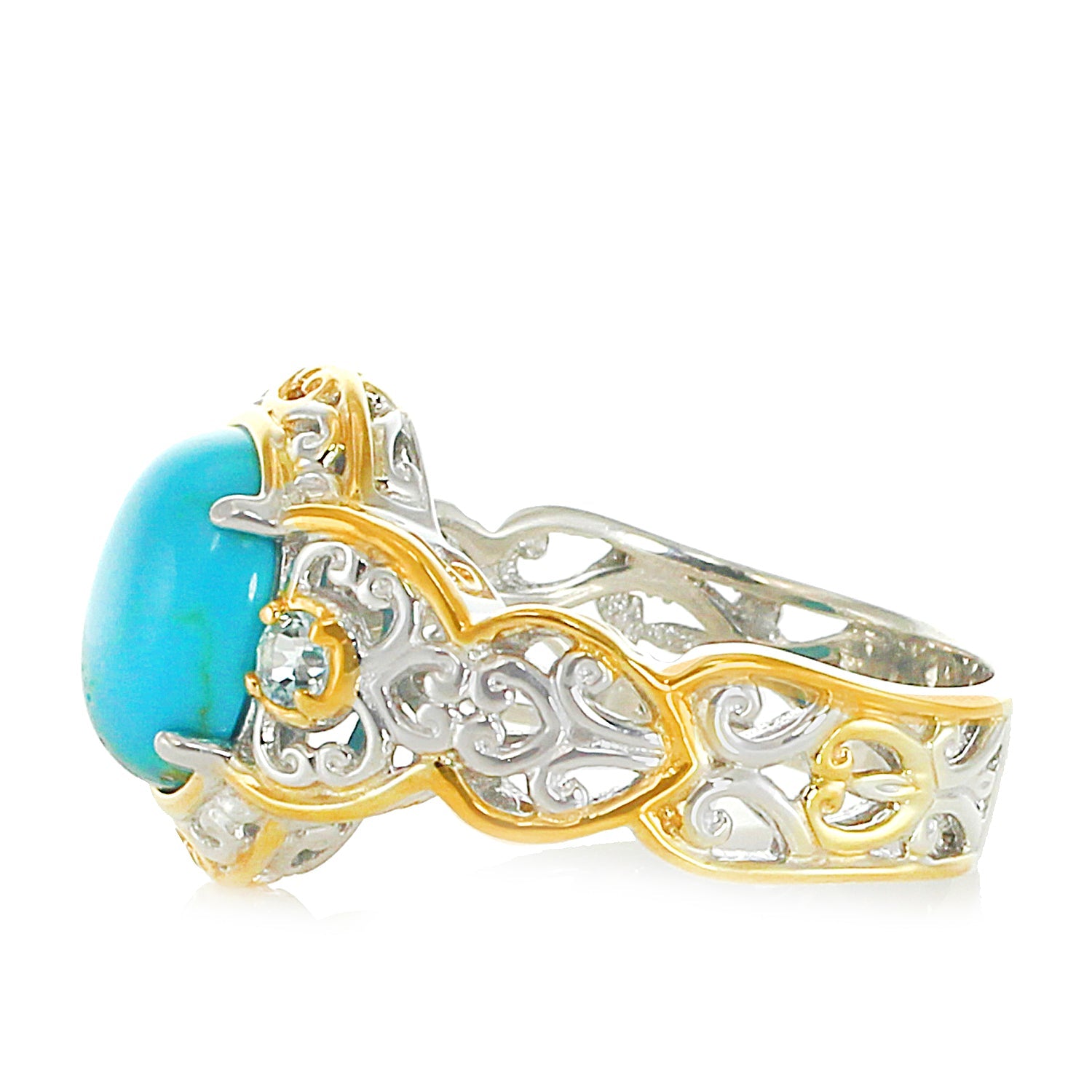 Gems en Vogue Kingman Turquoise & Swiss Blue Topaz Ring