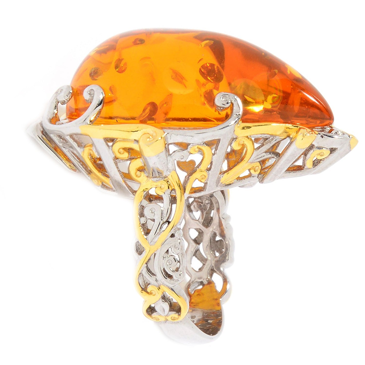 Gems en Vogue Baltic Amber Openwork Ring
