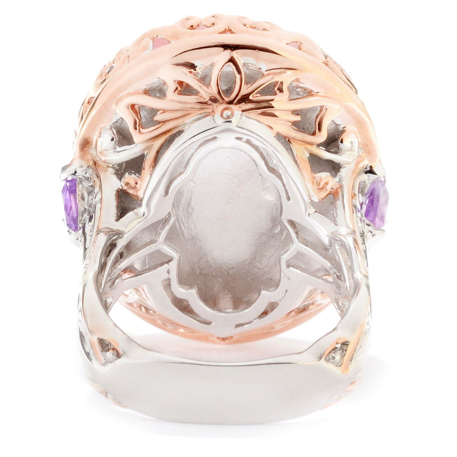 Gems en Vogue Madagascar Rose Quartz & Amethyst Ring