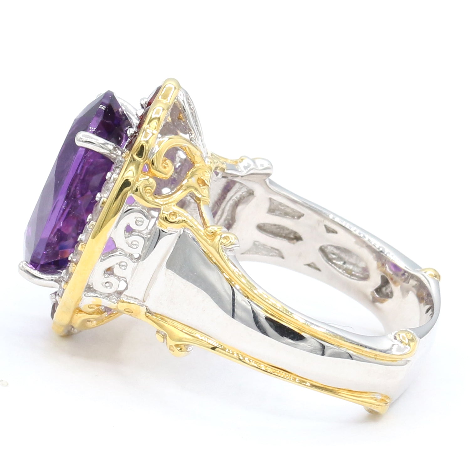 Gems en Vogue 5.75ctw Congo Amethyst Garnet & White Zircon Halo Ring