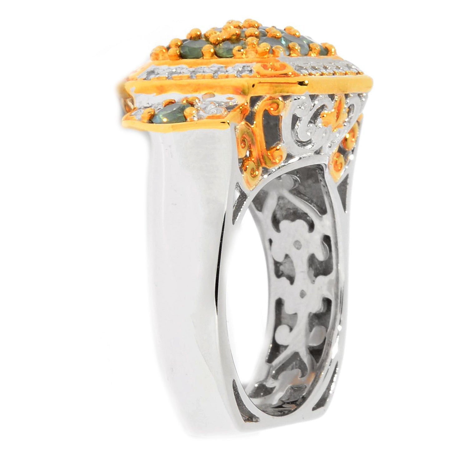 Gems en Vogue 1.31ctw Alexandrite & White Zircon Halo Ring