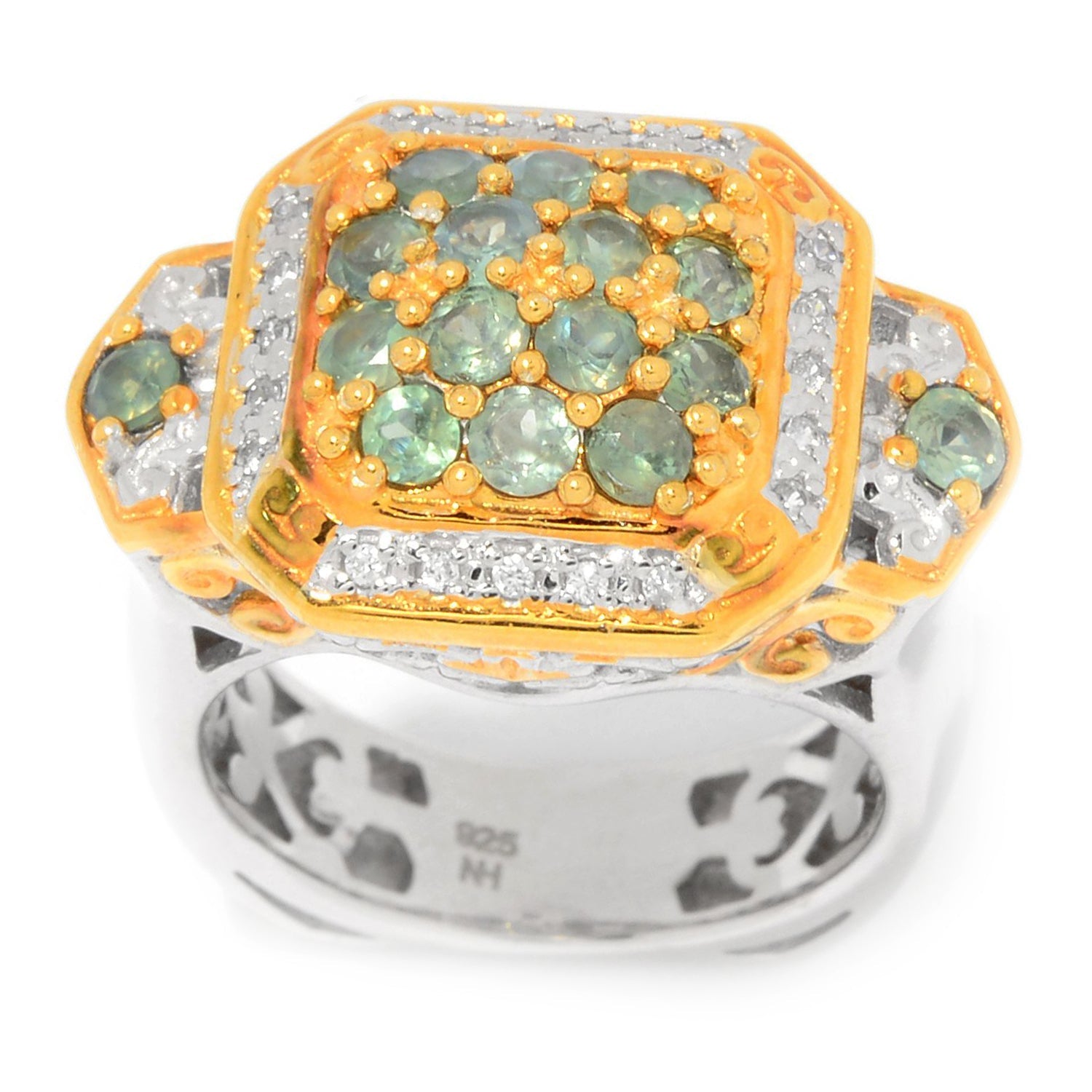Gems en Vogue 1.31ctw Alexandrite & White Zircon Halo Ring