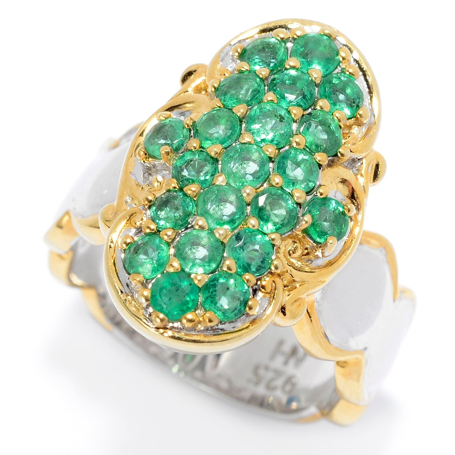 Gems en Vogue 1.5ctw Emerald Cluster Ring