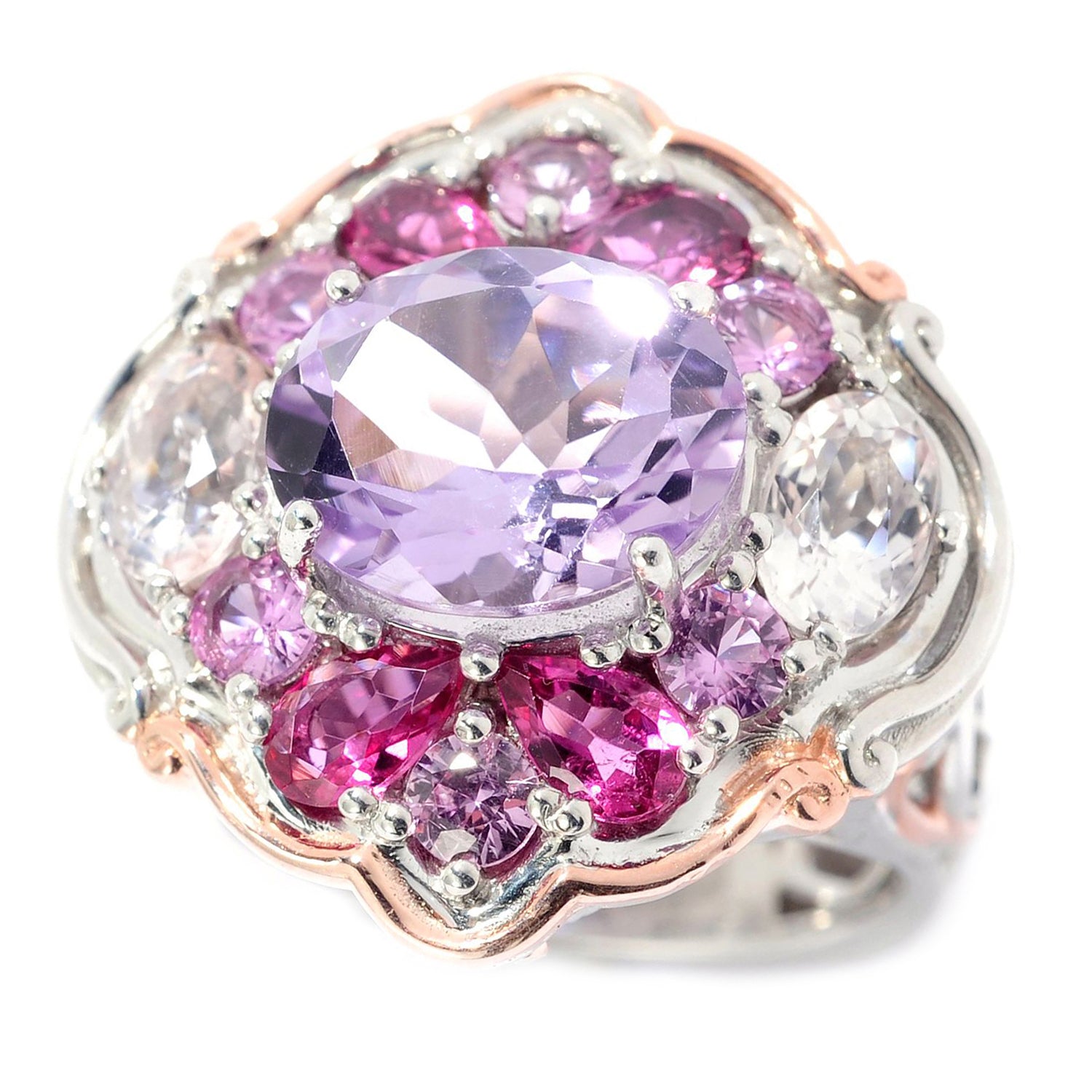 Gems en Vogue 3.00ctw Amethyst & Multi Pink Gemstone Ring