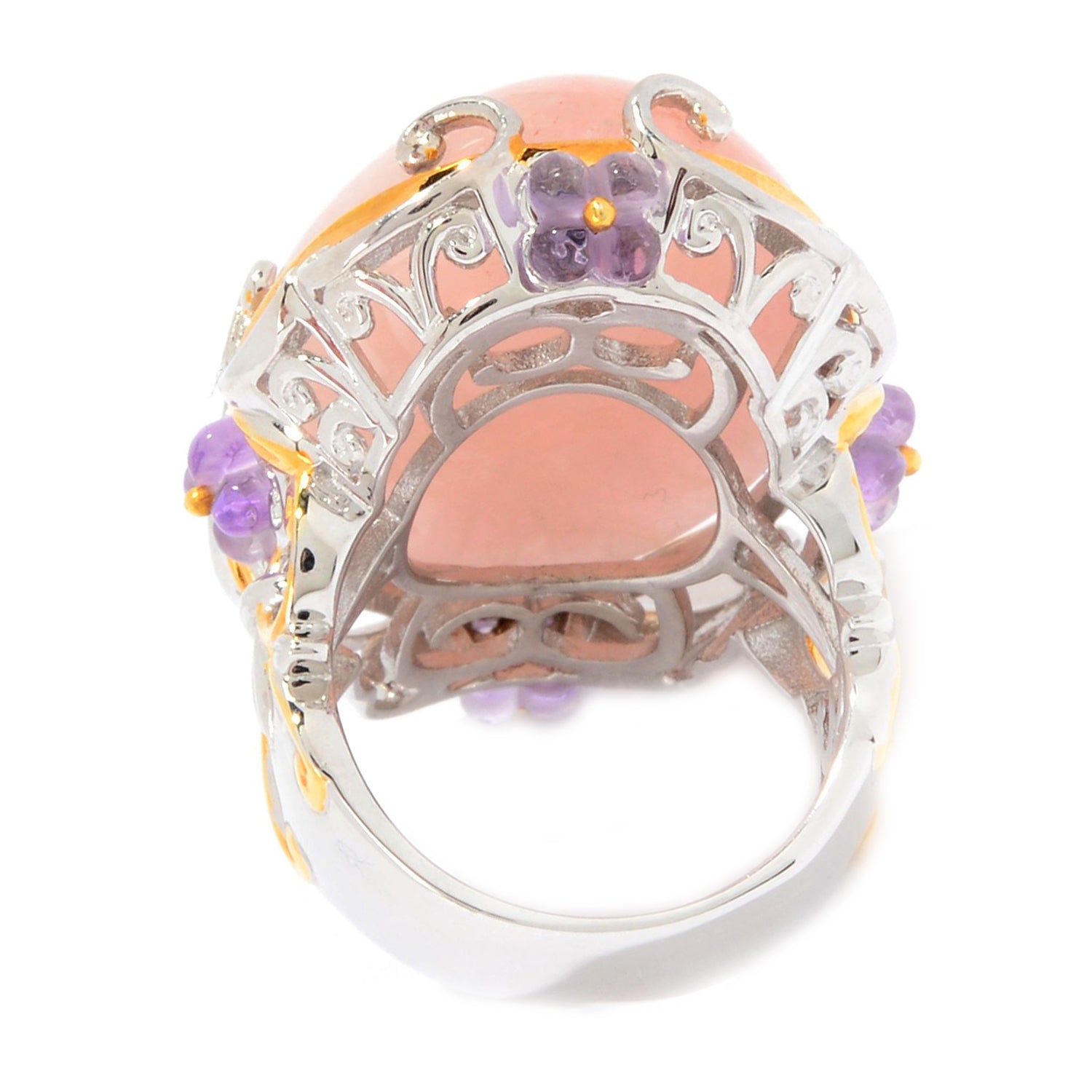 Gems en Vogue Morganite & Carved Amethyst Flower Ring .