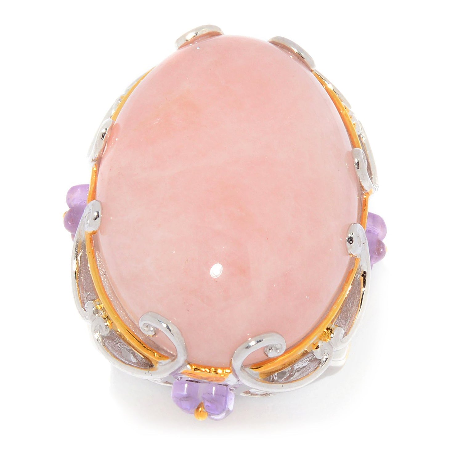 Gems en Vogue Morganite & Carved Amethyst Flower Ring .