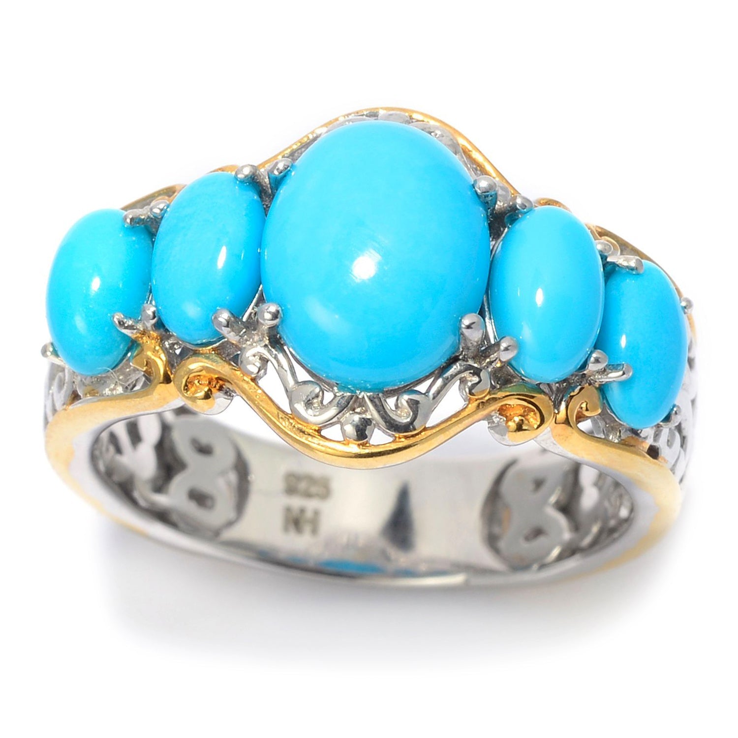 Gems en Vogue Sleeping Beauty Turquoise 5-Stone Band Ring