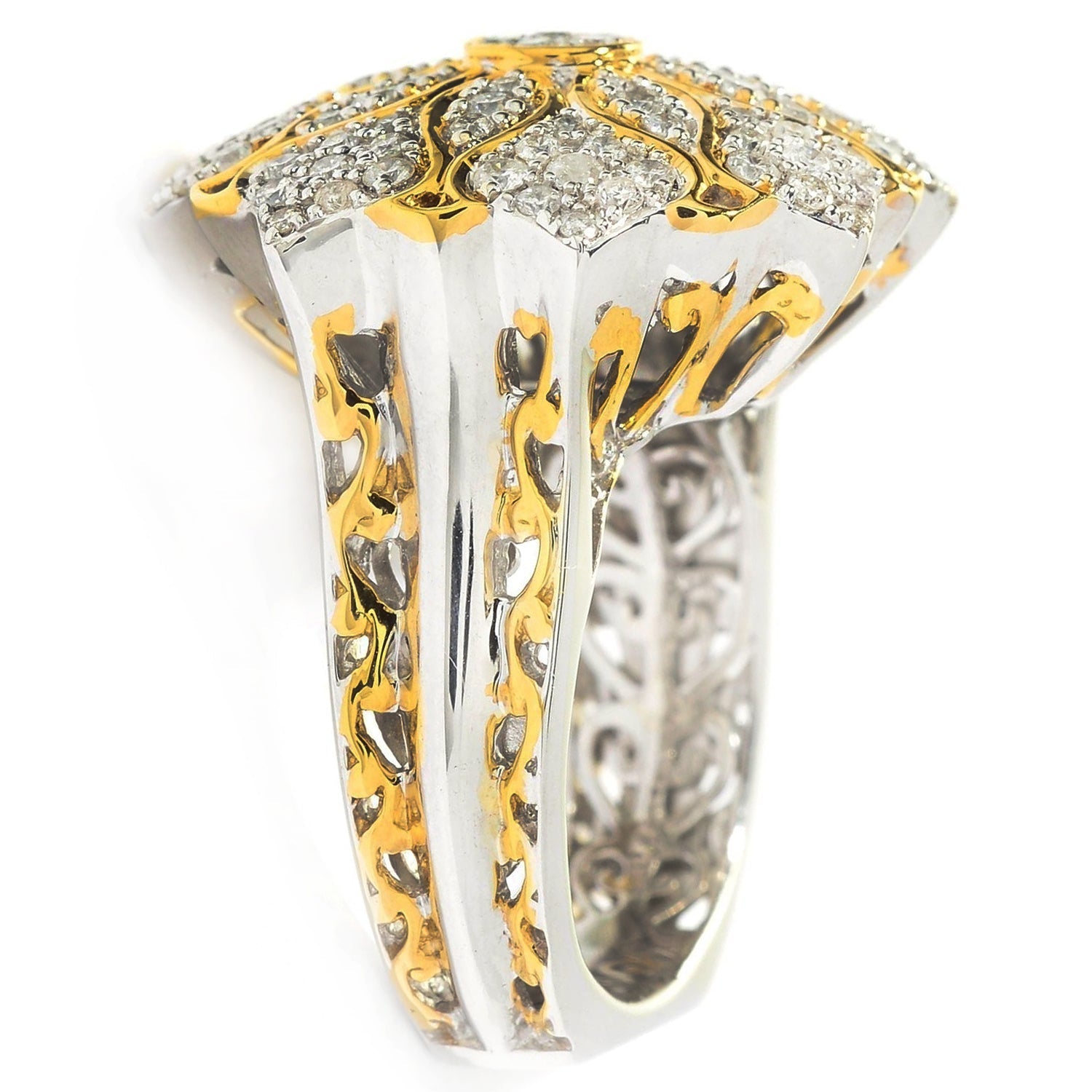 Gems en Vogue 1.003ctw Diamond Flower Dome Ring