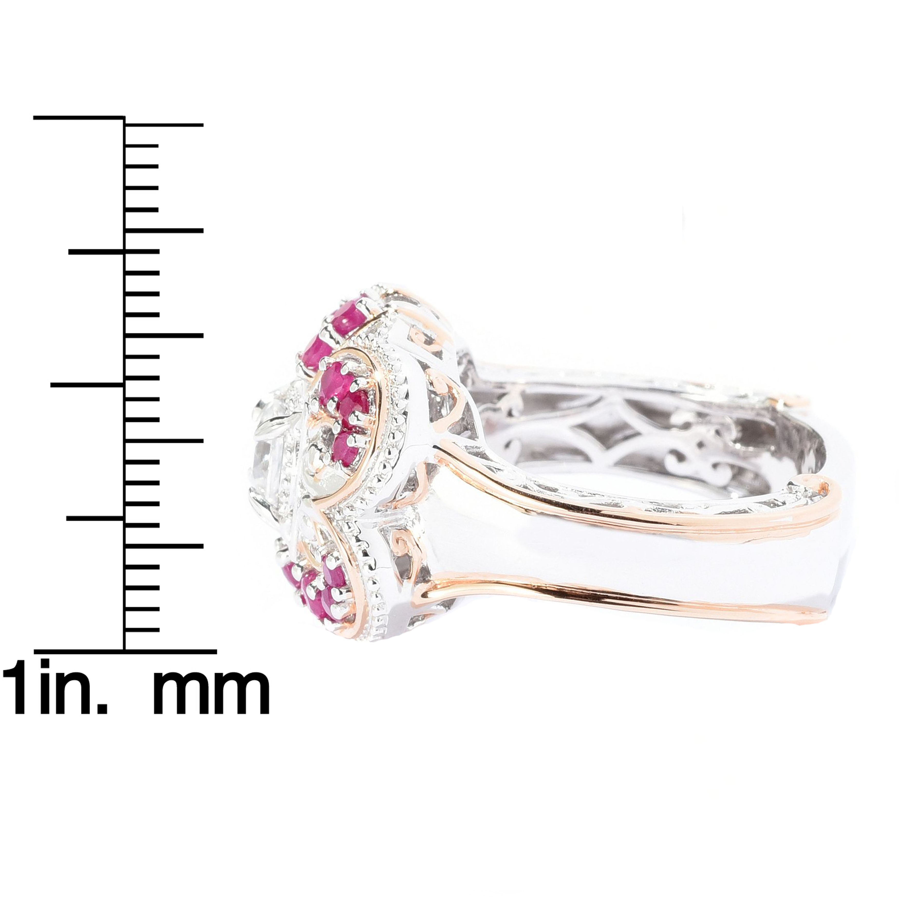 Gems en Vogue 1.34ctw Mozambique Ruby & White Zircon Flower Ring