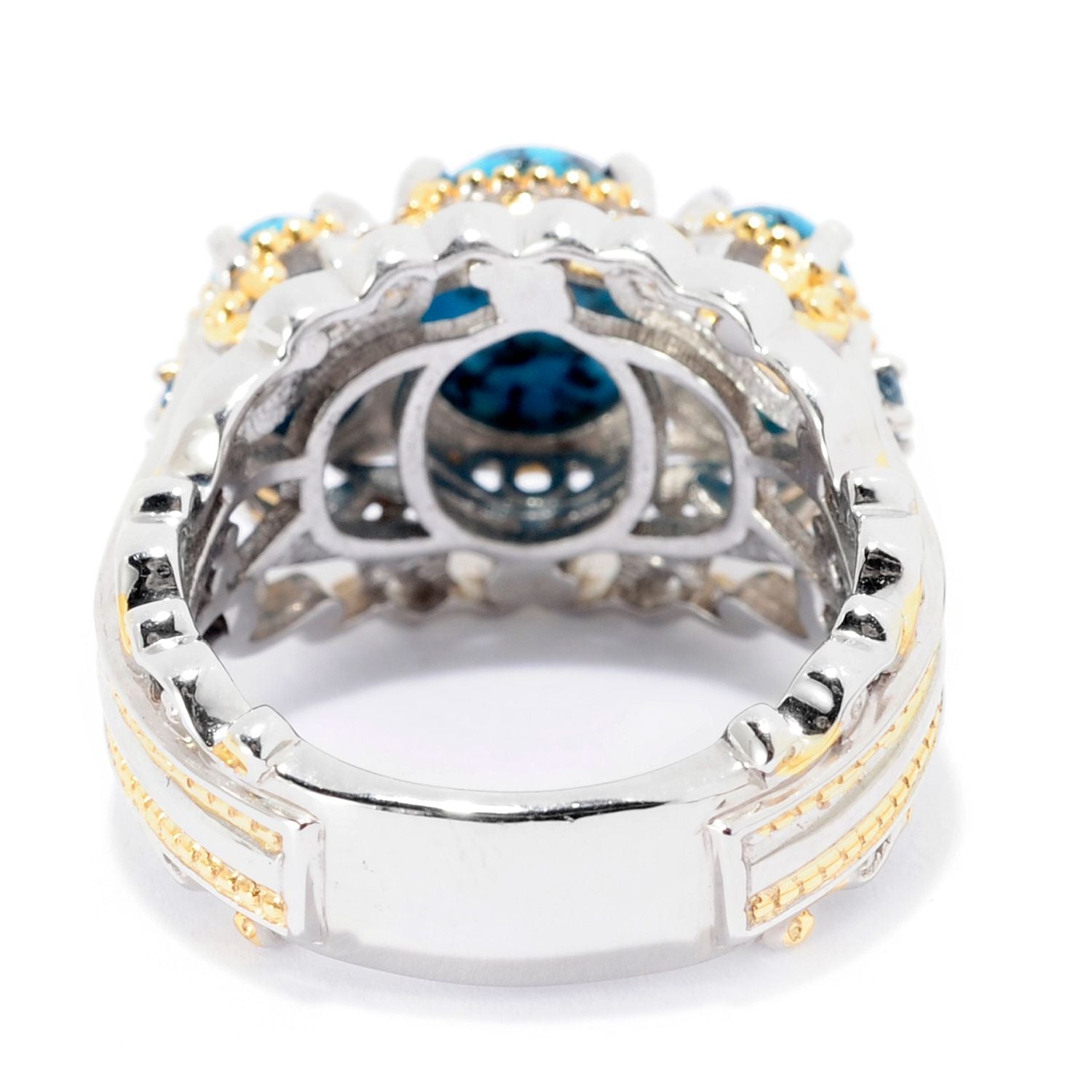 Gems en Vogue Spider Turquoise & London Blue Topaz Three Stone Ring