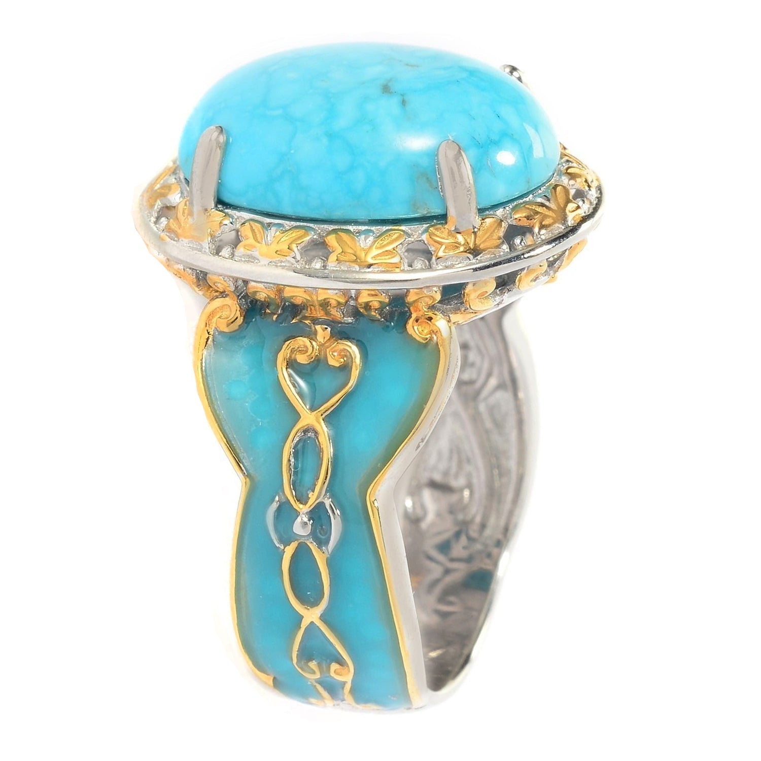 Gems en Vogue Kingman Turquoise & Enamel Ring