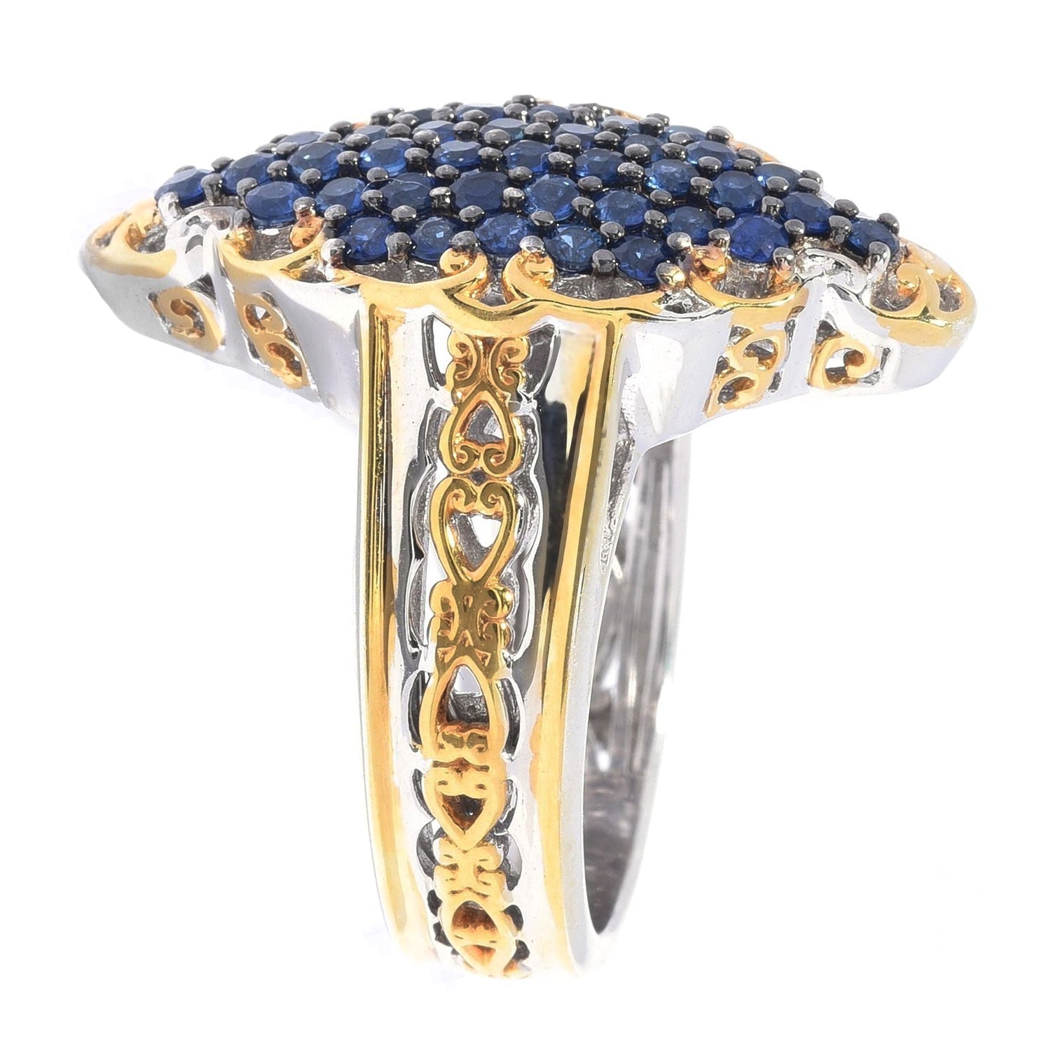 Gems en Vogue 1.48ctw Nigerian Mabira Blue Sapphire Cluster Ring .