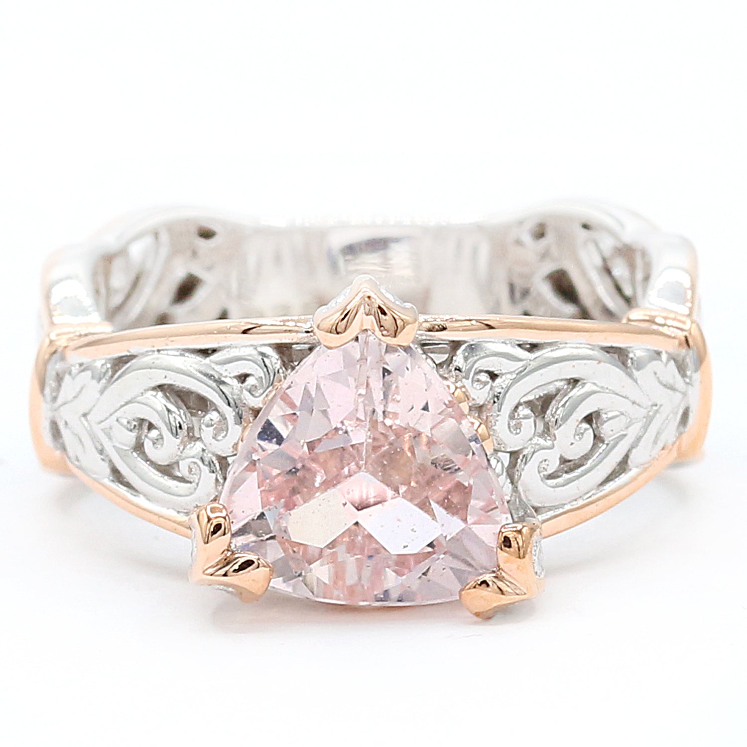 Gems en Vogue 2.10ctw Pastel Morganite Trillion Ring