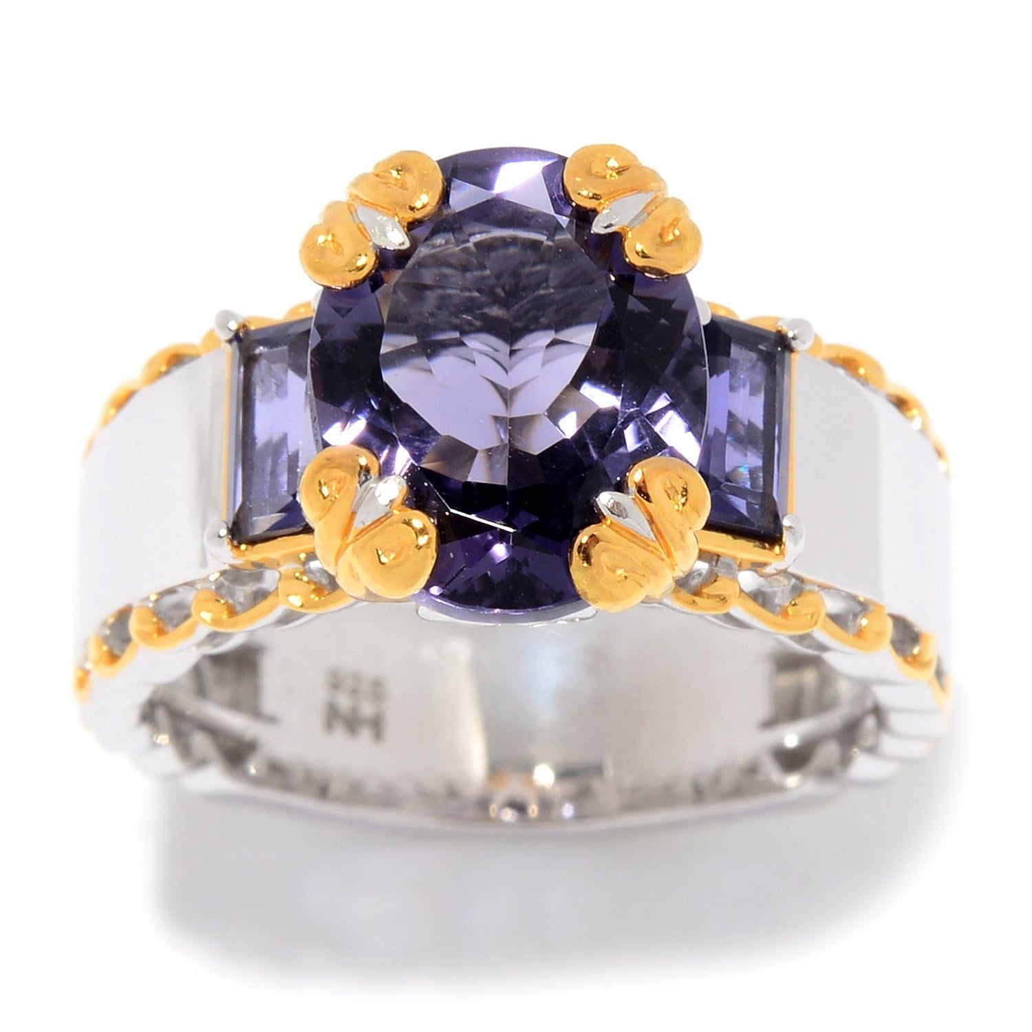 Gems en Vogue 3.60ctw Blue Amethyst & Gemstone Scalloped Ring