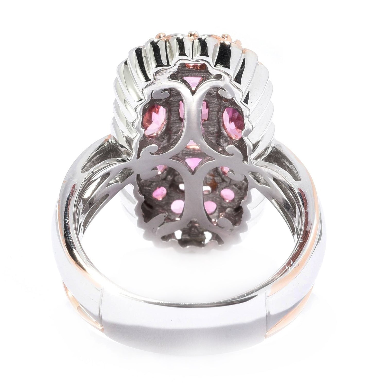 Gems en Vogue 2.33ctw Pink Tourmaline Elongated Cluster Ring .