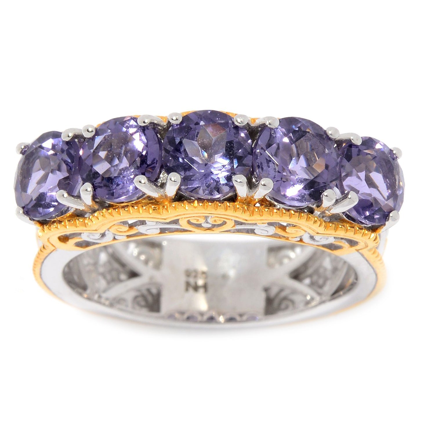 Gems en Vogue 2.49ctw Blue Amethyst 5-Stone Band Ring