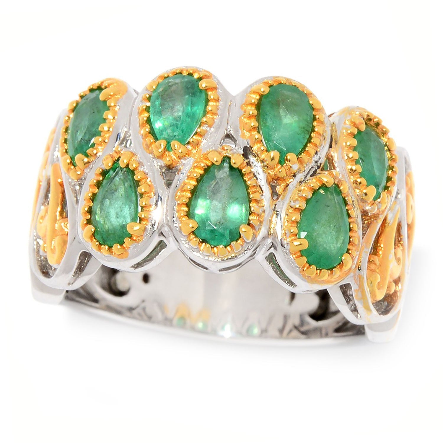 Gems en Vogue 1.29ctw Zambian Emerald 7-Stone Band Ring