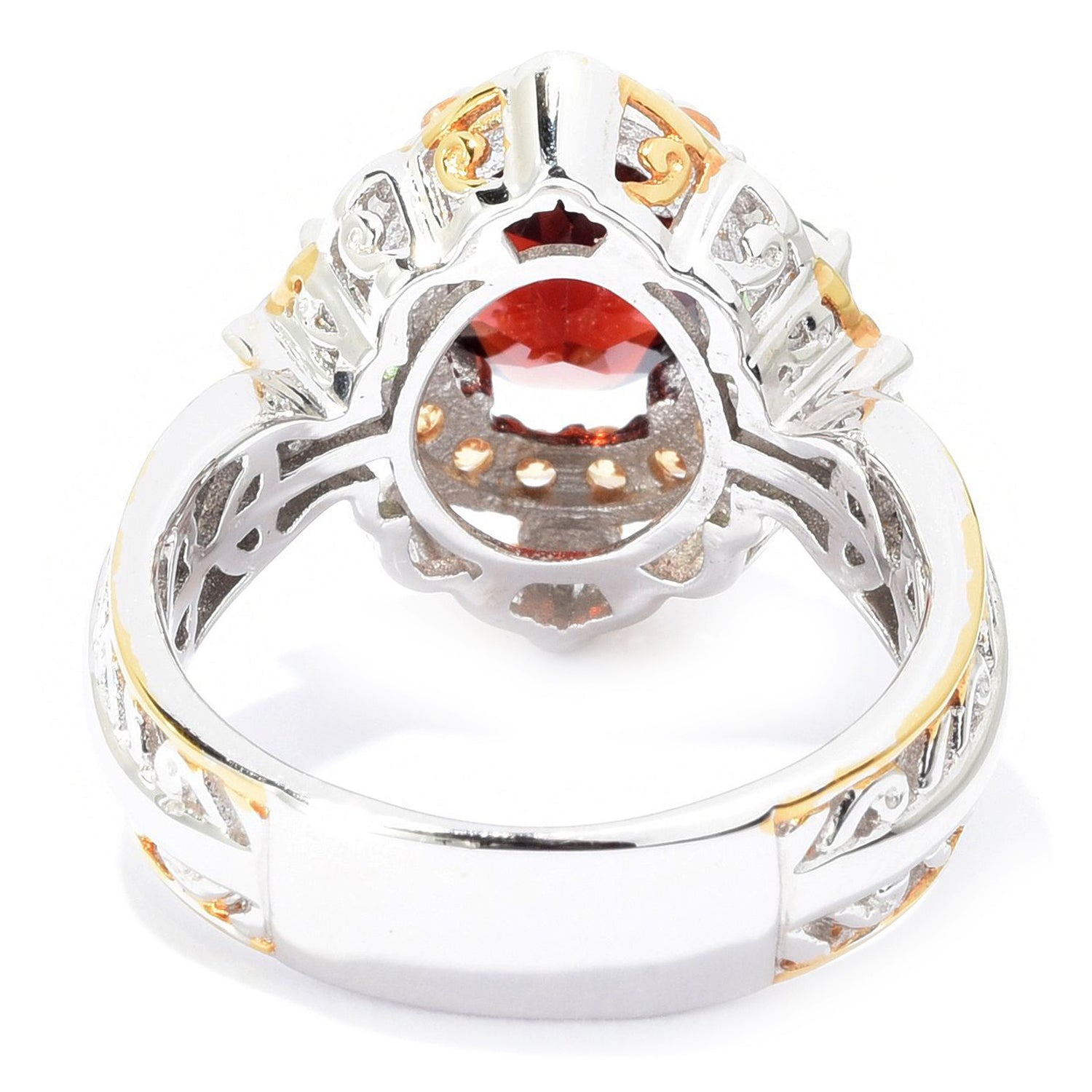 Gems en Vogue 3.60ctw Mozambique Garnet Tsavorite & Spessartite Halo Ring