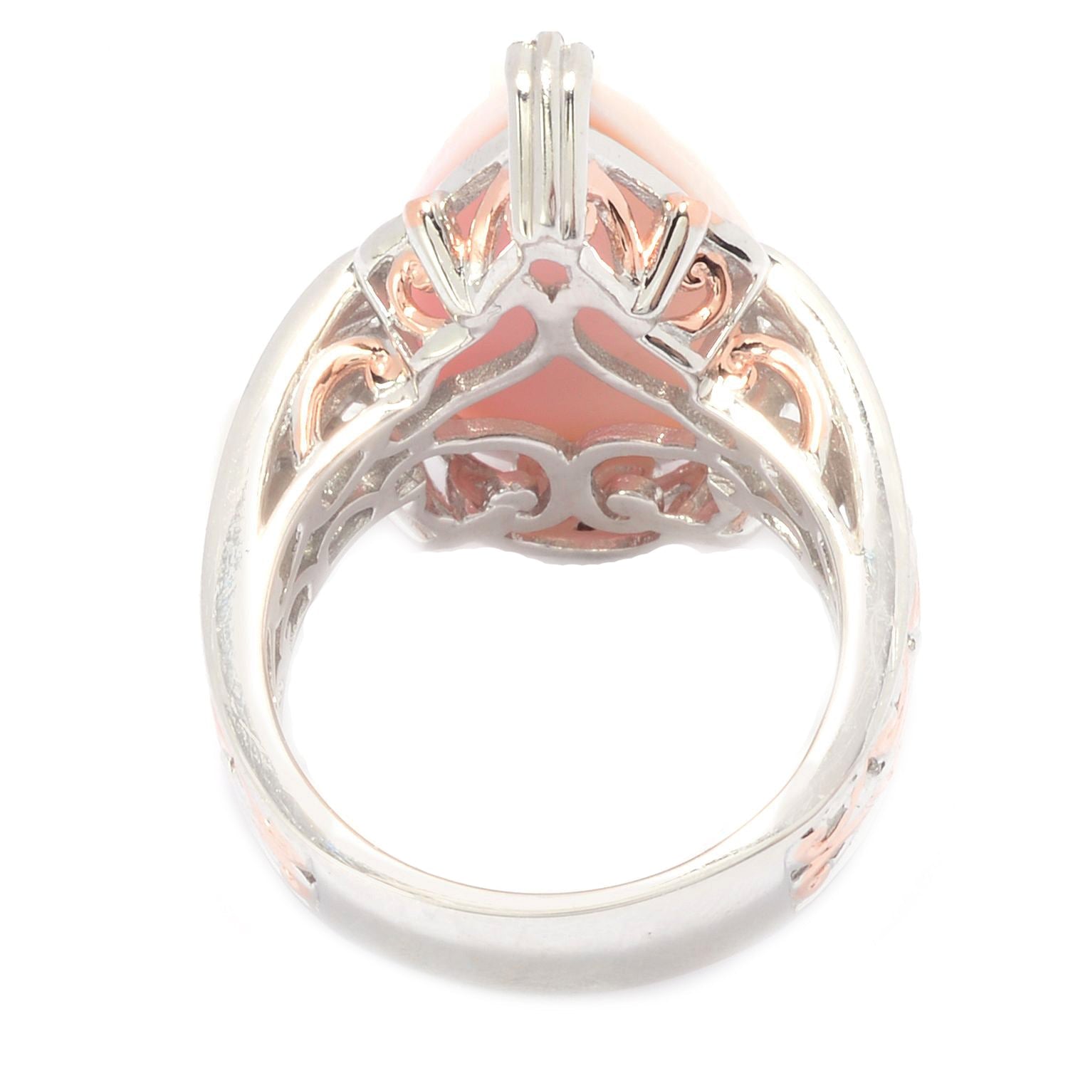 Gems en Vogue Pear Shaped Carved Pink Conch Shell Cameo Ring