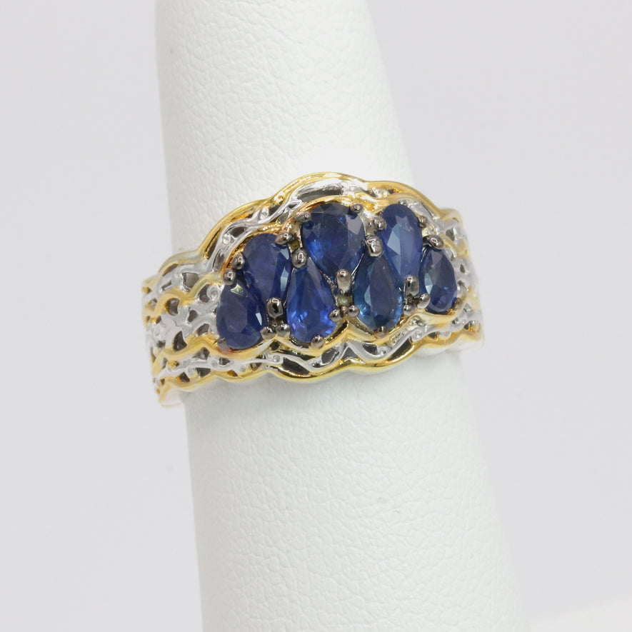 Gems en Vogue 1.57ctw Royal Blue Sapphire Cluster Ring