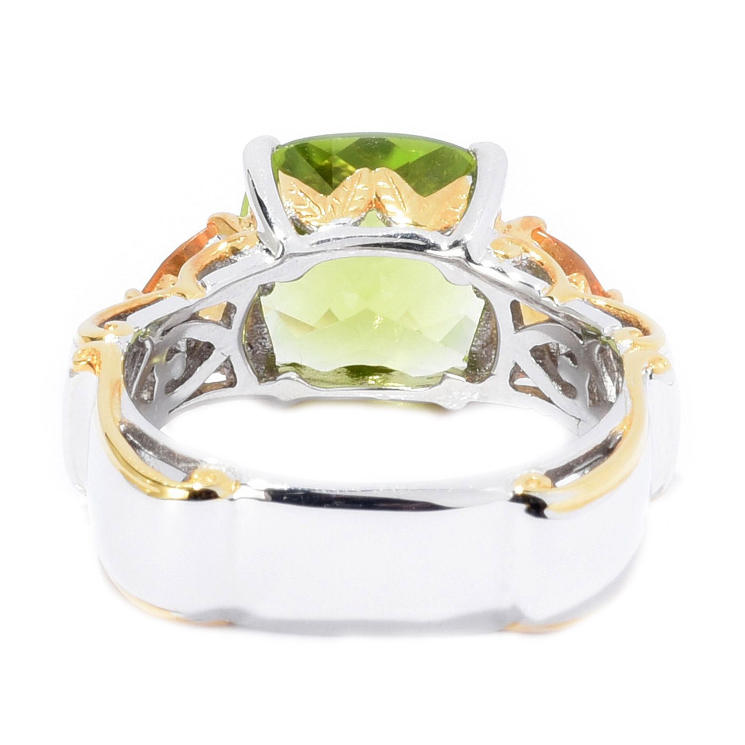 Gems en Vogue 4.75ctw Cushion Shaped Peridot & Citrine Ring