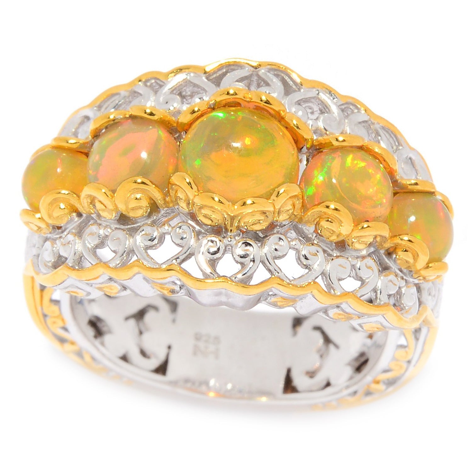 Gems en Vogue Golden Ethiopian Opal Five Stone Ring