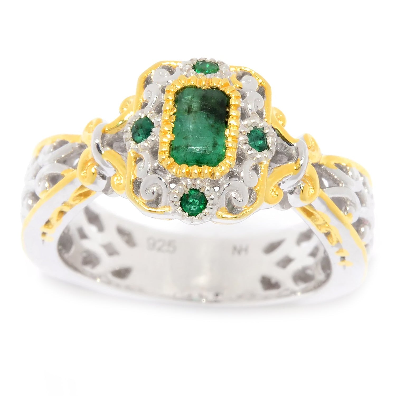Gems en Vogue 0.33ctw Emerald Cut Emerald Ring