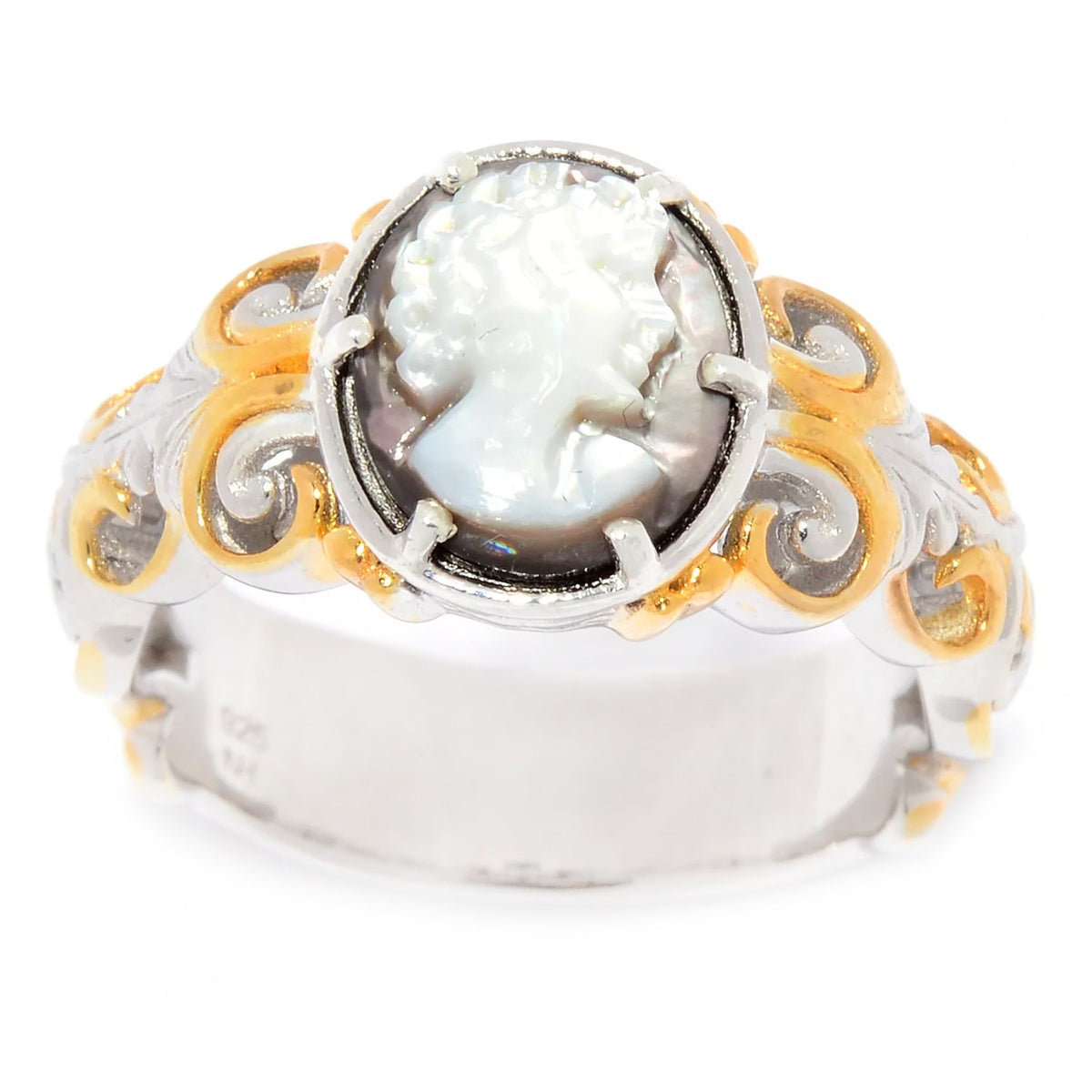 Gems en Vogue Oval Tahitian Shell Lady Cameo Ring