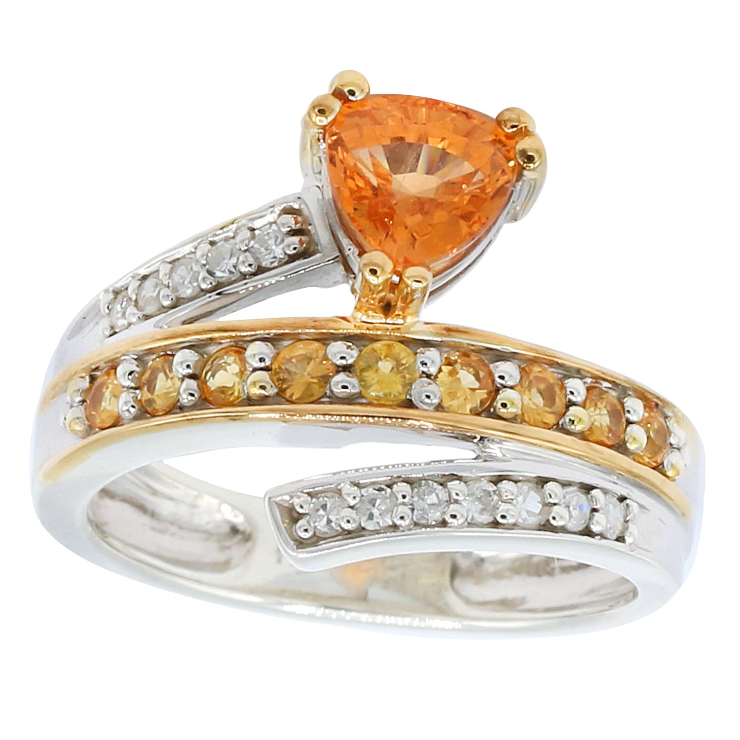 Michael's Originals One-of-a-kind 1.49ctw Trillion Cut Spessartite Garnet Yellow Sapphire & Diamond Ring