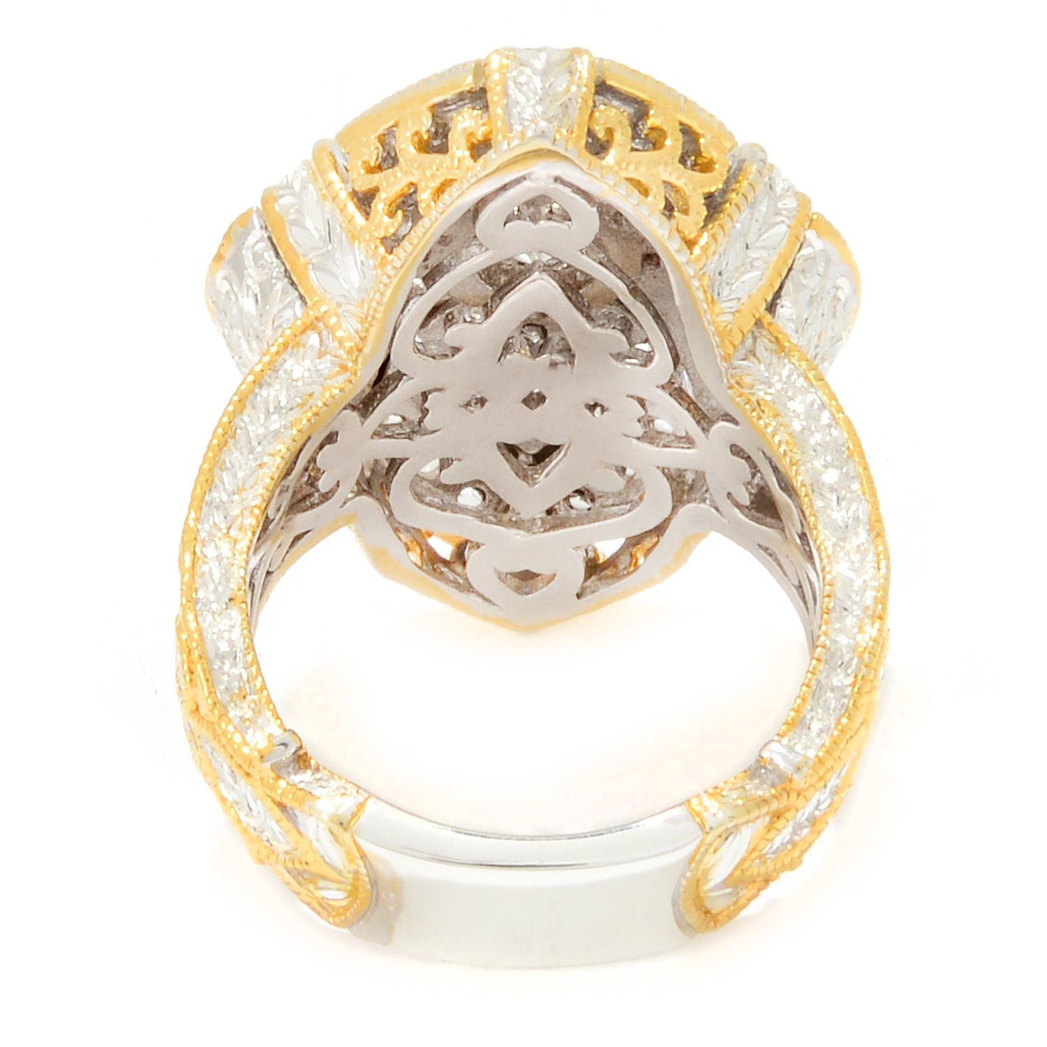 Gems en Vogue 2.83ctw White Zircon Engraving Cluster Ring