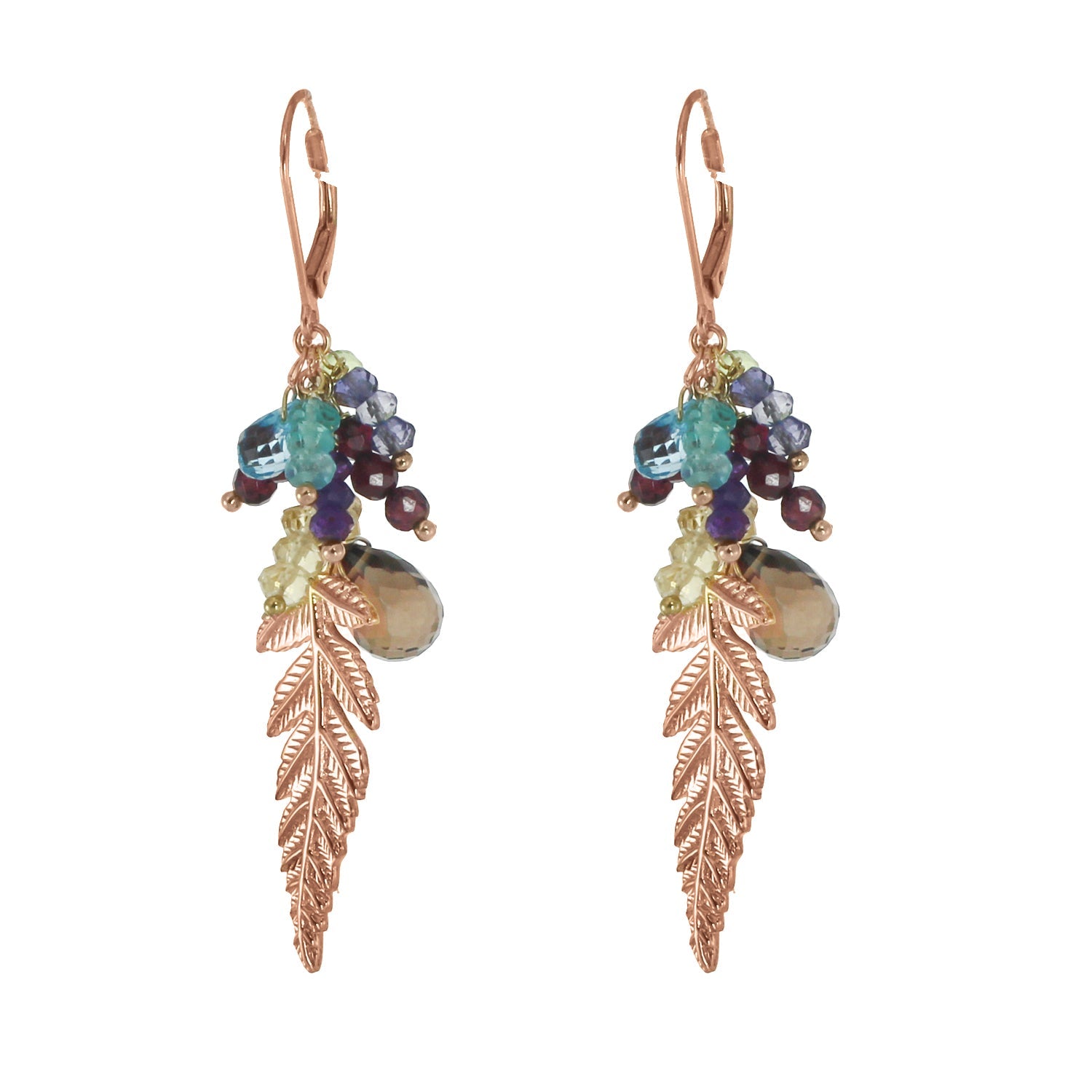 Colette Steckel Multi Gemstone Leaf Drop Earrings