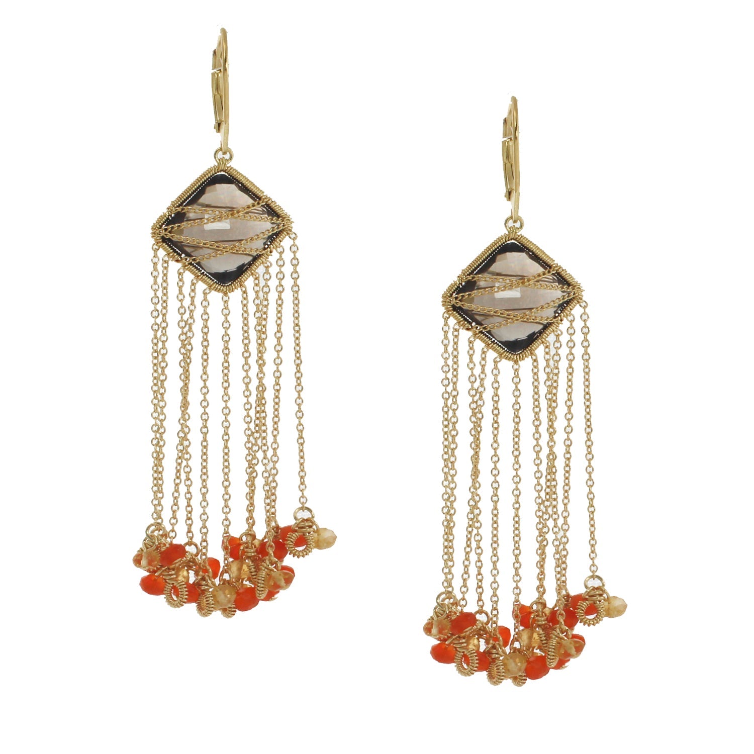 Kristen Amato Rose Gold over Silver Smoky Quartz and Tourmaline Earrings