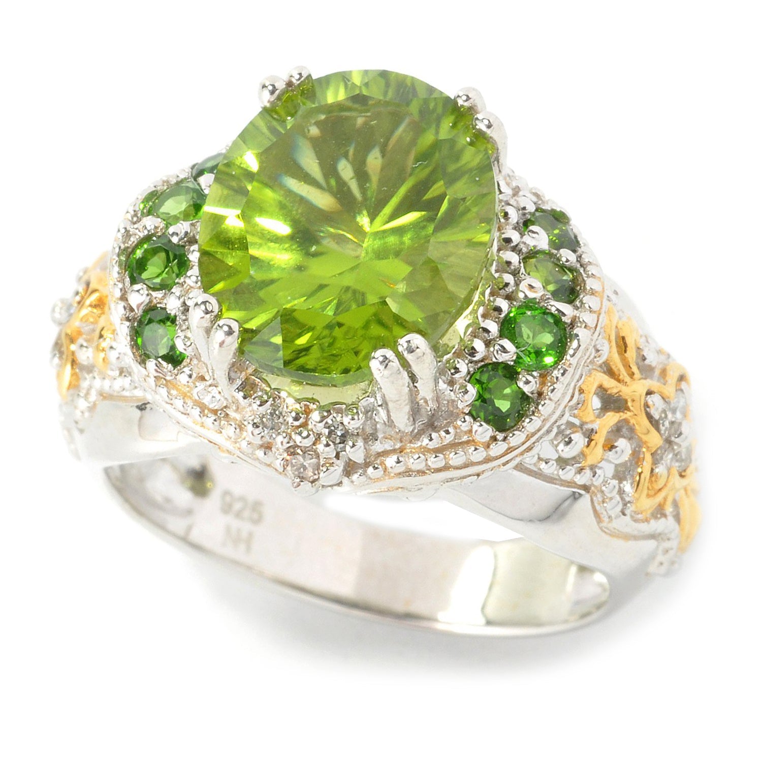 Gems en Vogue 4.22ctw Peridot Chrome Diopside & Diamond Ring