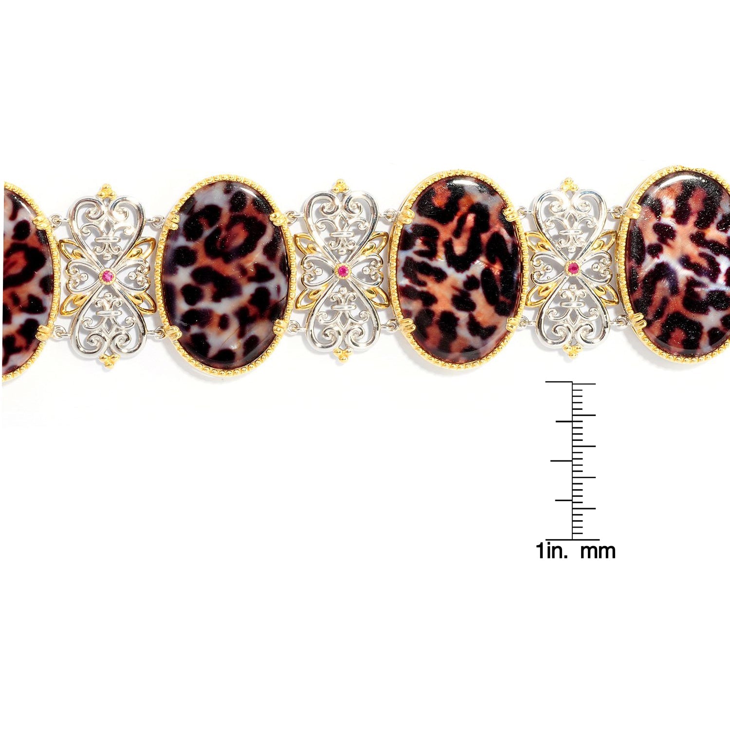 Gems en Vogue Leopard Print Mother-of-Pearl & Ruby Bracelet