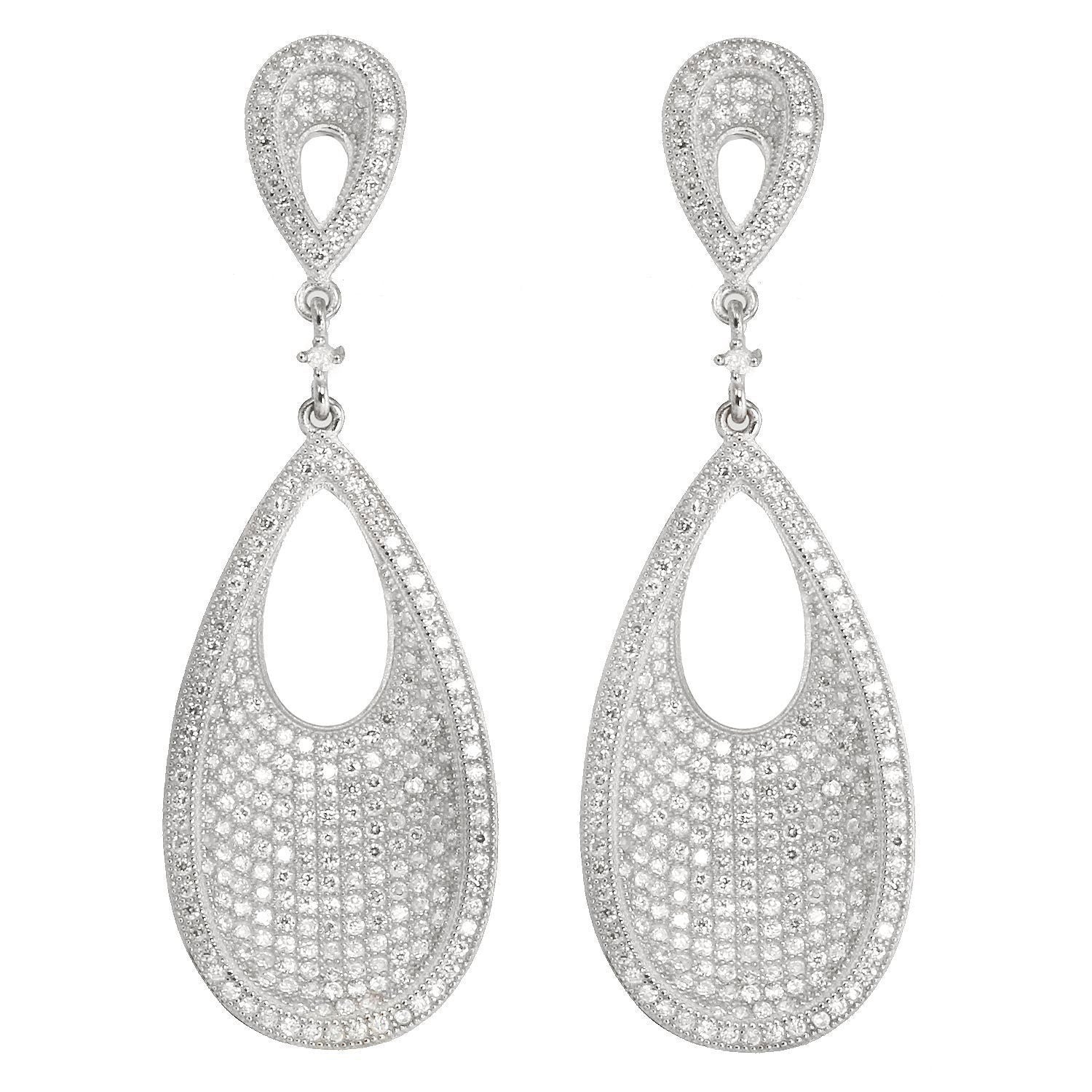Signity Sterling Silver Cubic Zirconia Pear Shaped Drop Earrings
